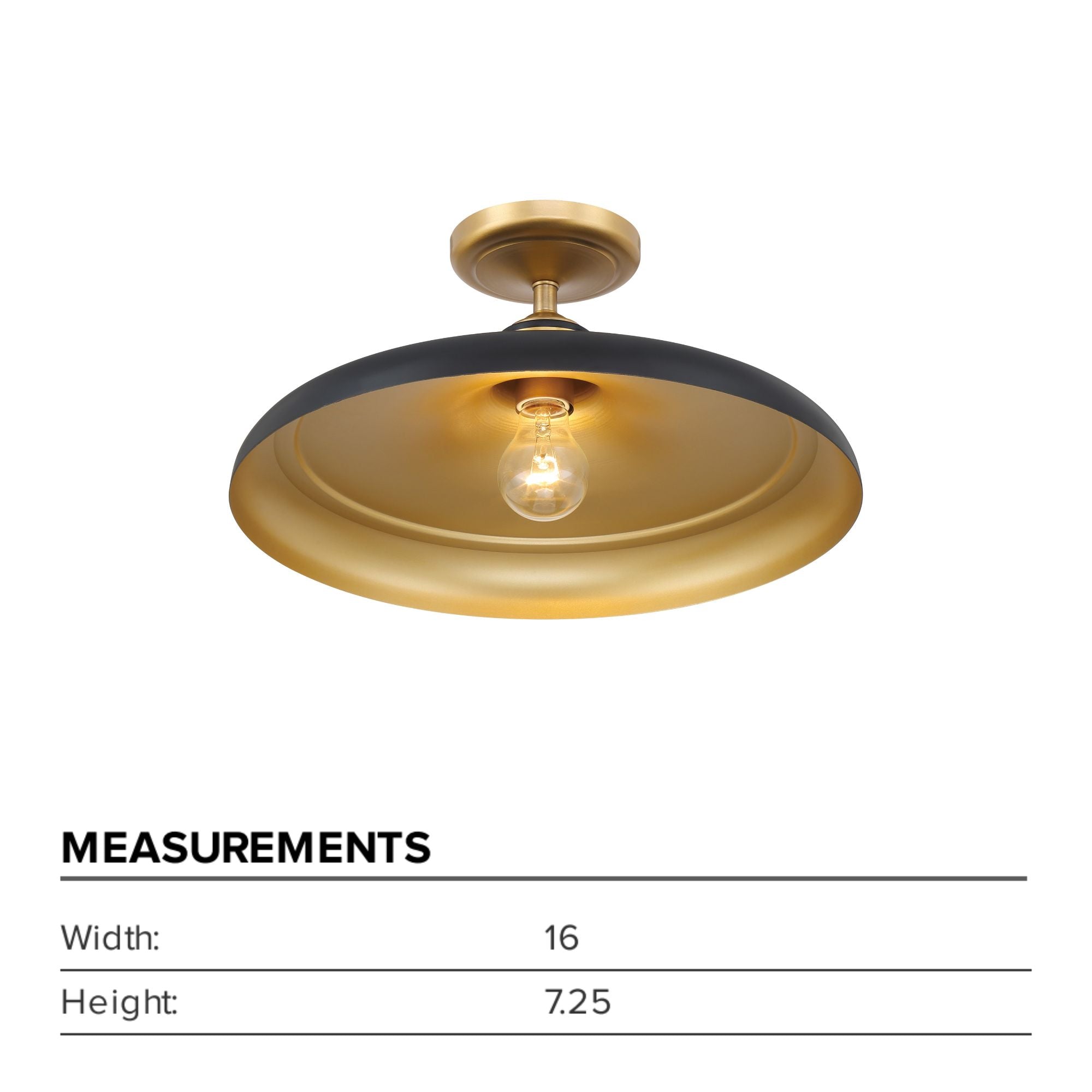 Crowne 16" Semi-Flush Mount, Legacy Brass & Dark Matte Black Finish