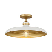 Crowne 16" Semi-Flush Mount, Legacy Brass & Off White Cream Finish