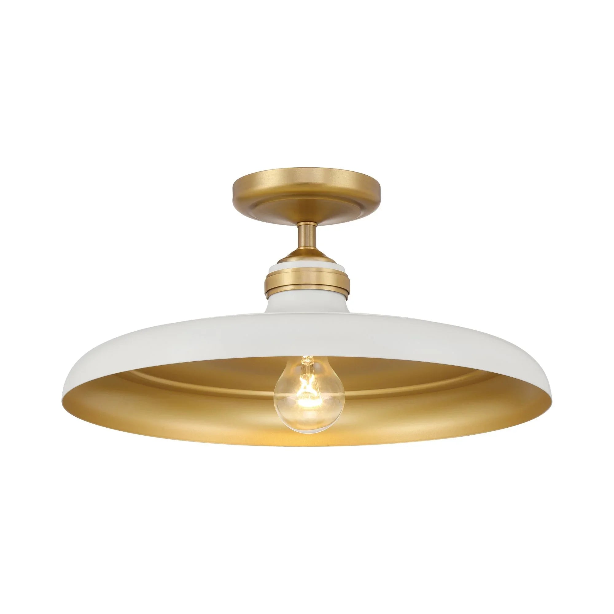 Crowne 16" Semi-Flush Mount, Legacy Brass & Off White Cream Finish