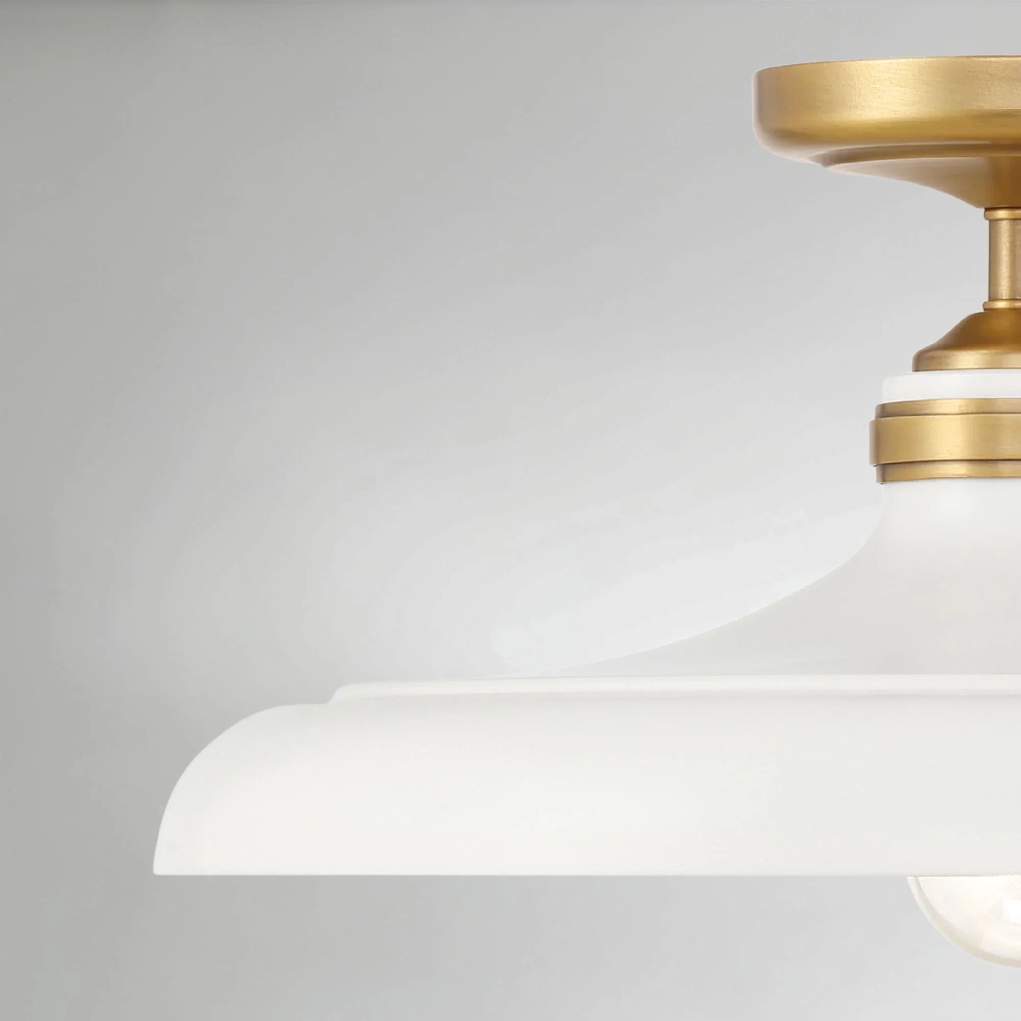 Crowne 16" Semi-Flush Mount, Legacy Brass & Off White Cream Finish