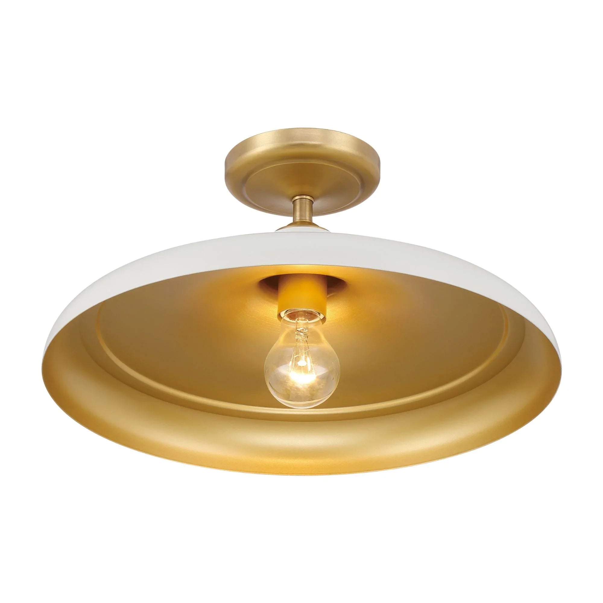 Crowne 16" Semi-Flush Mount, Legacy Brass & Off White Cream Finish