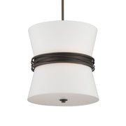 Minka-Lavery Dalvor 14.5 in. 3-Light Pendant, Dark Bronze with White Linen Tapered Shades