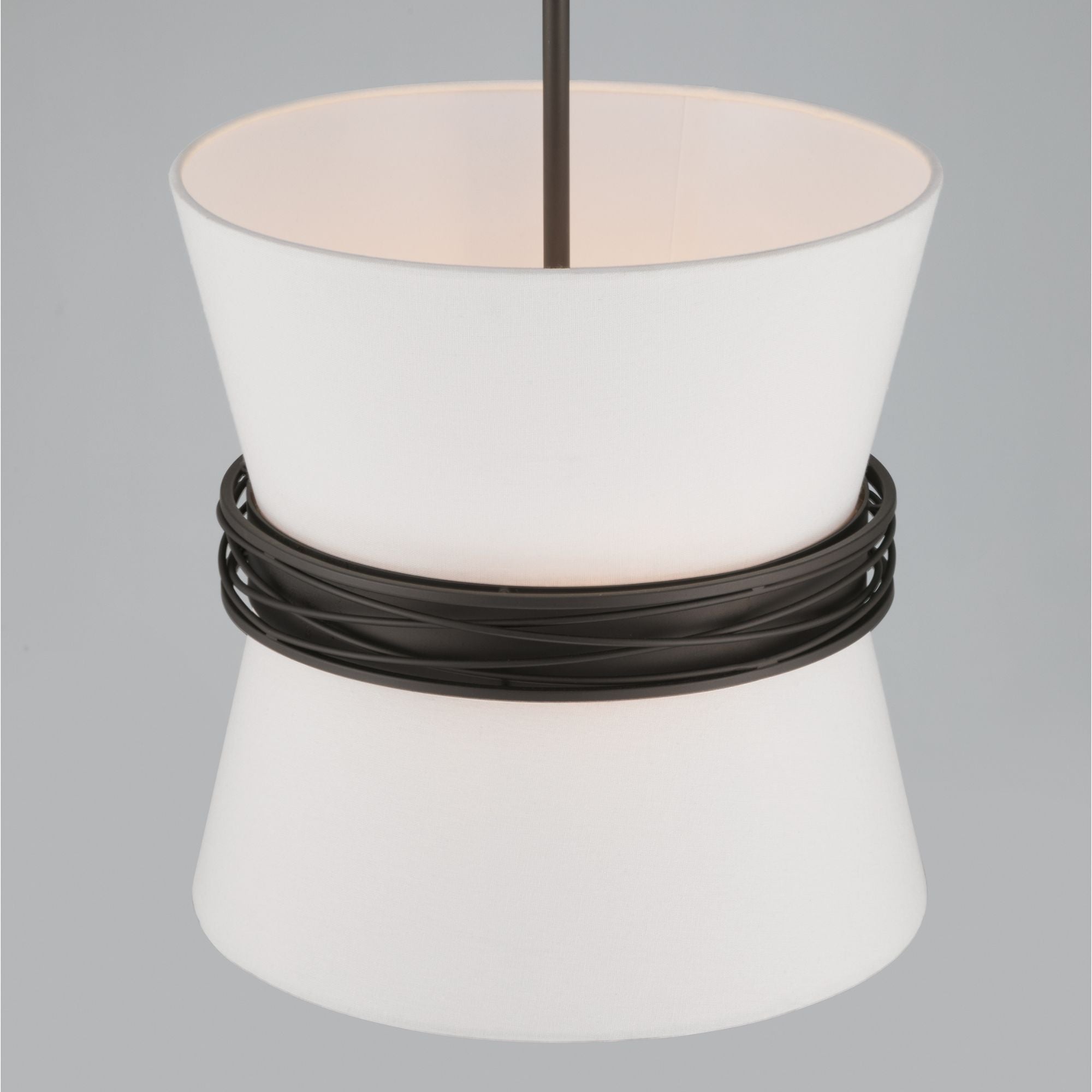 Minka-Lavery Dalvor 14.5 in. 3-Light Pendant, Dark Bronze with White Linen Tapered Shades