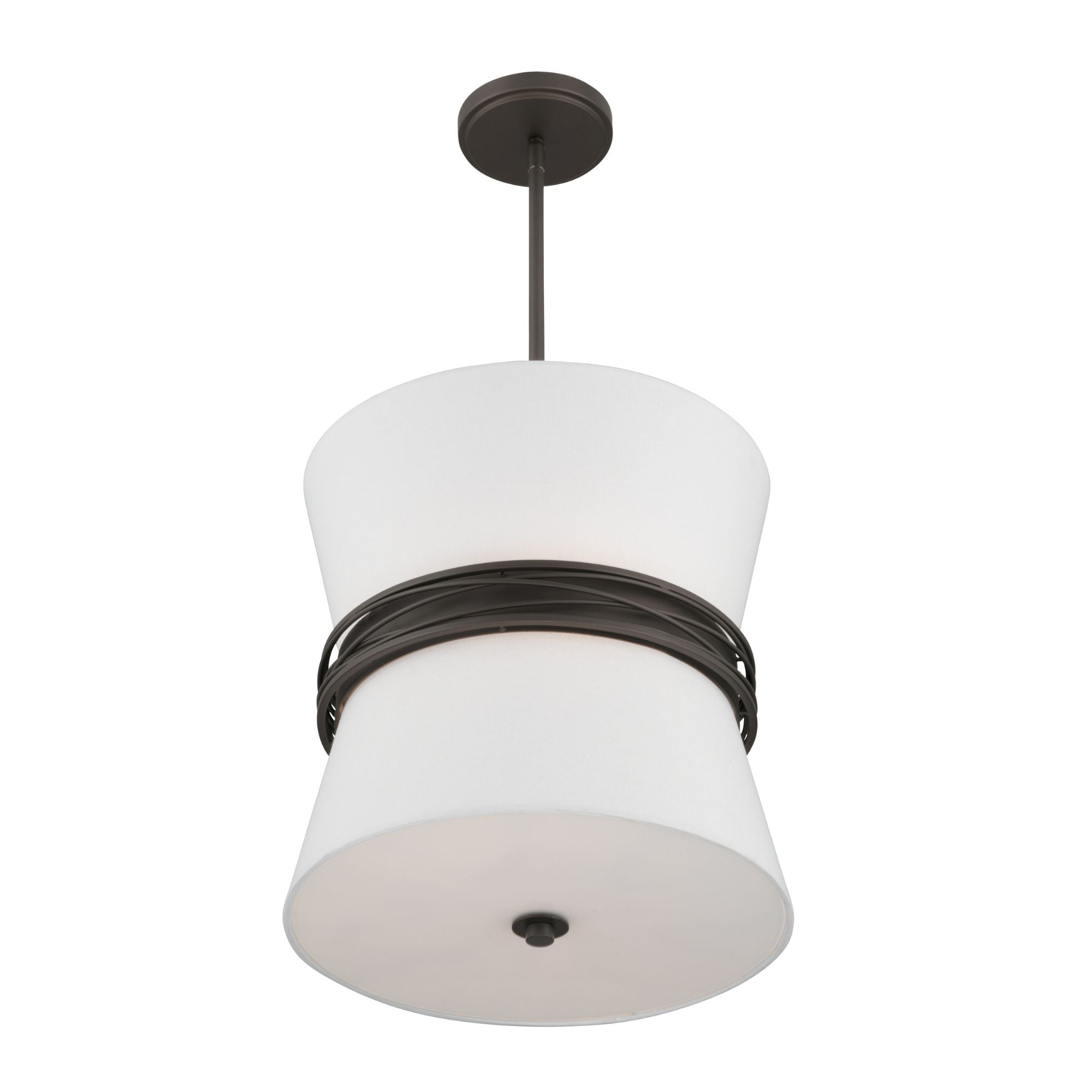Minka-Lavery Dalvor 14.5 in. 3-Light Pendant, Dark Bronze with White Linen Tapered Shades