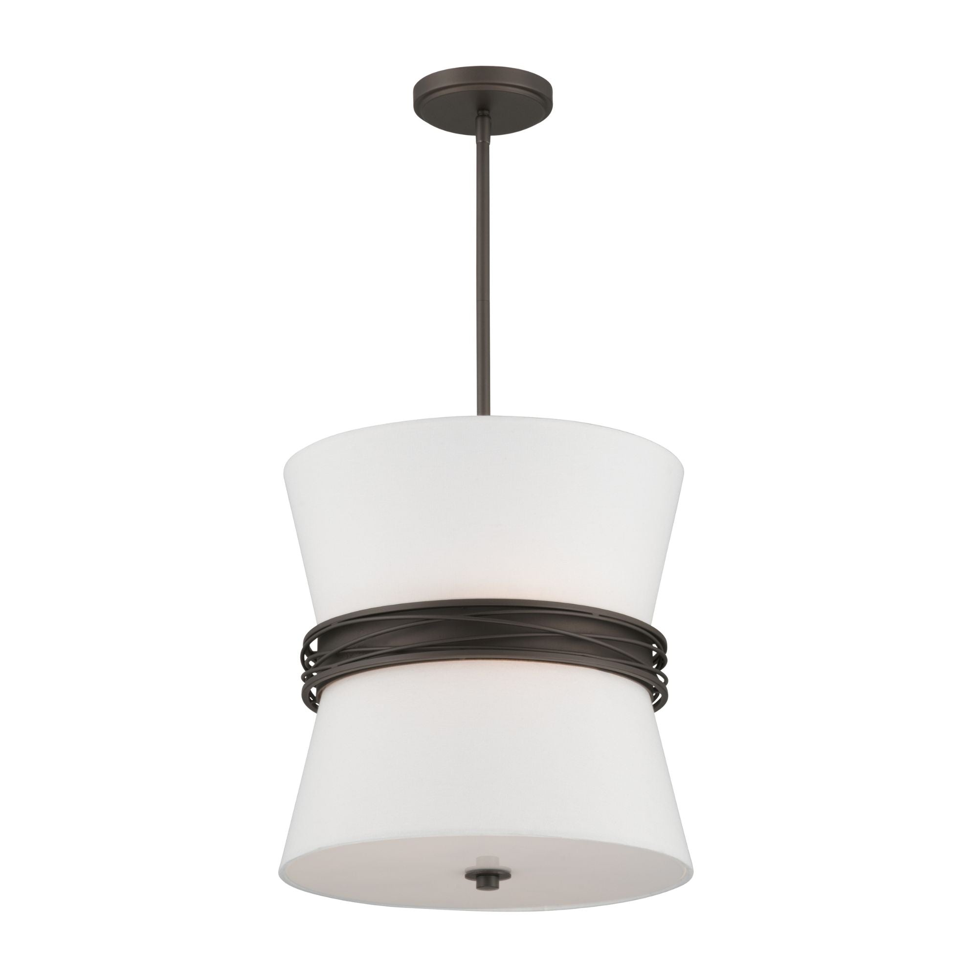Minka-Lavery Dalvor 14.5 in. 3-Light Pendant, Dark Bronze with White Linen Tapered Shades