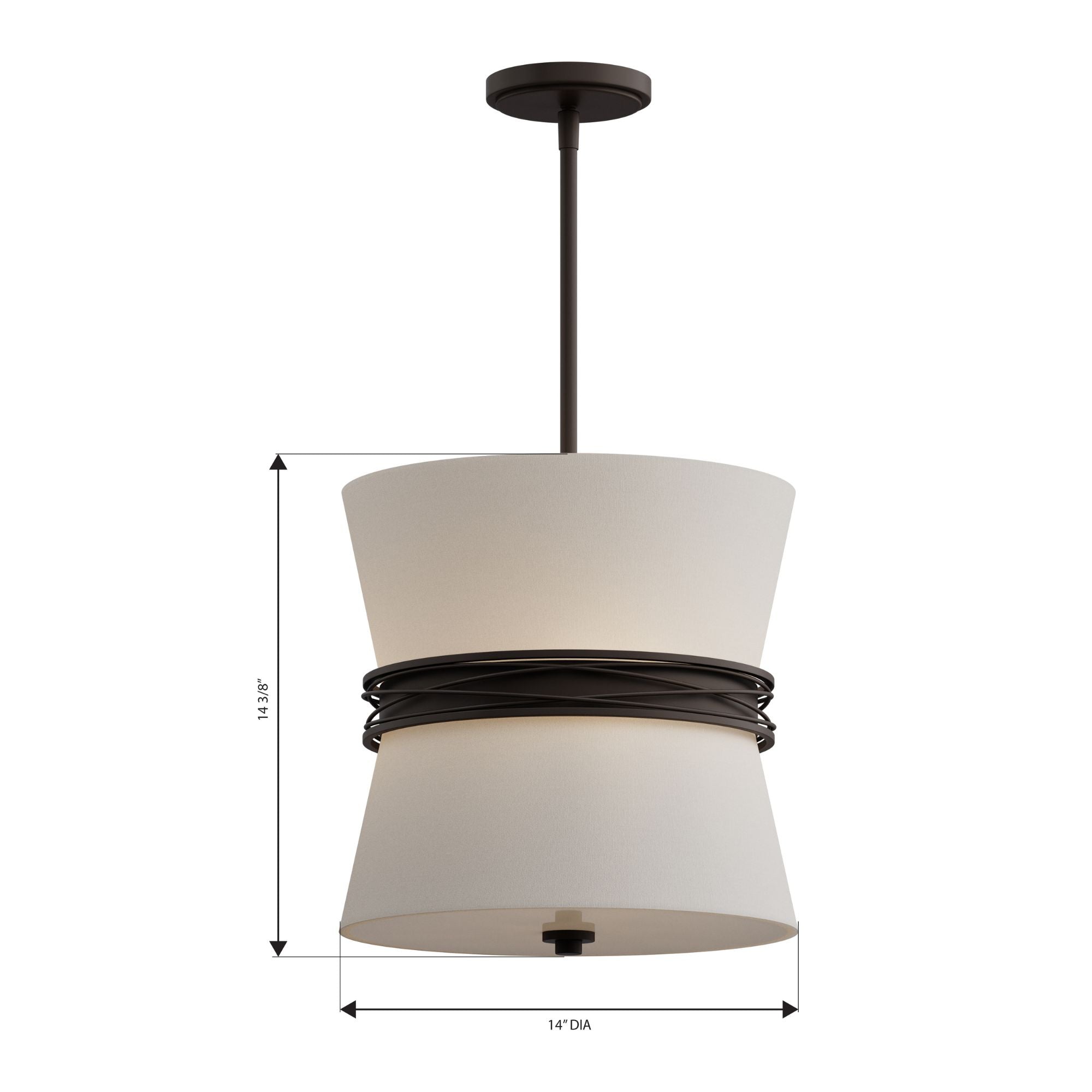 Minka-Lavery Dalvor 14.5 in. 3-Light Pendant, Dark Bronze with White Linen Tapered Shades