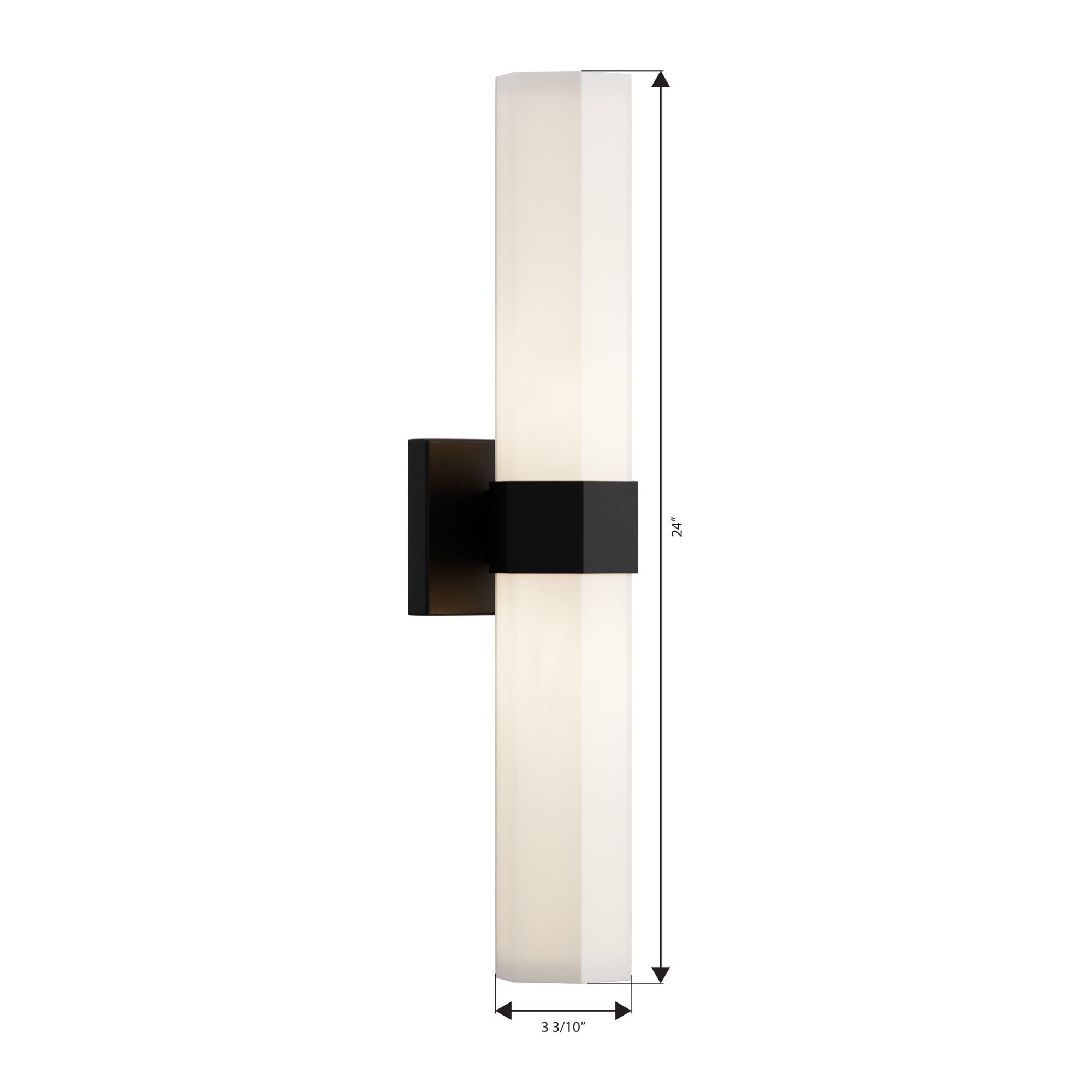Minka-Lavery Delgada 24 in. 2-Light Bathroom Vanity Light, Dark Matte Black with Etched Opal Glass