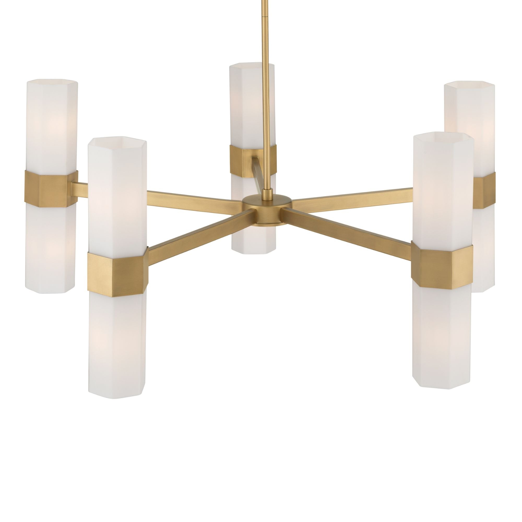 Minka-Lavery Delgada 36 in. 10-Light Chandelier, Legacy Brass with Etched Opal Glass