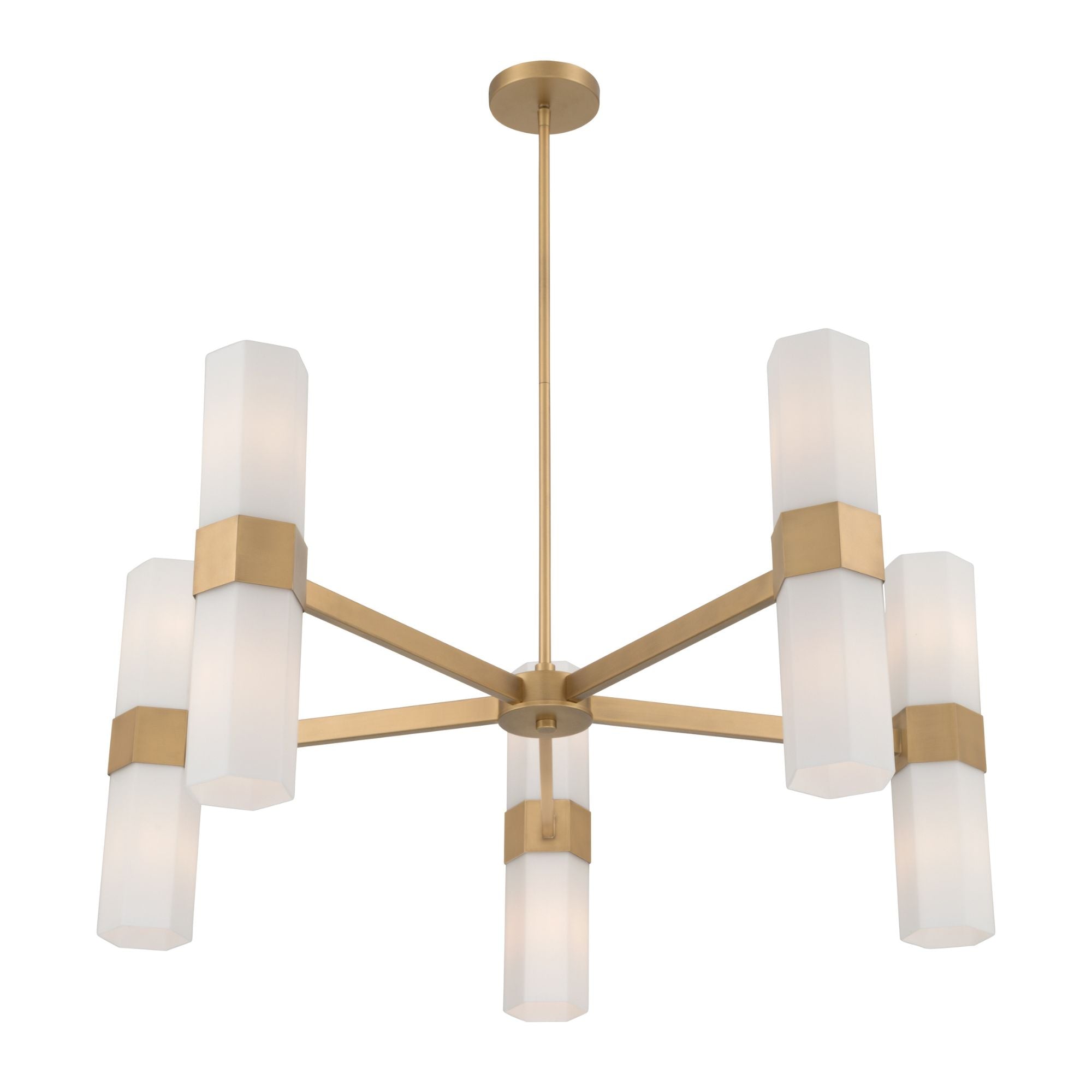 Minka-Lavery Delgada 36 in. 10-Light Chandelier, Legacy Brass with Etched Opal Glass