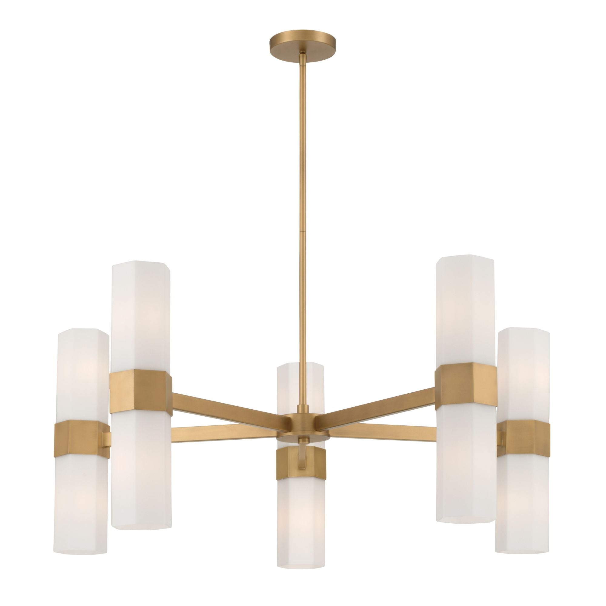 Minka-Lavery Delgada 36 in. 10-Light Chandelier, Legacy Brass with Etched Opal Glass