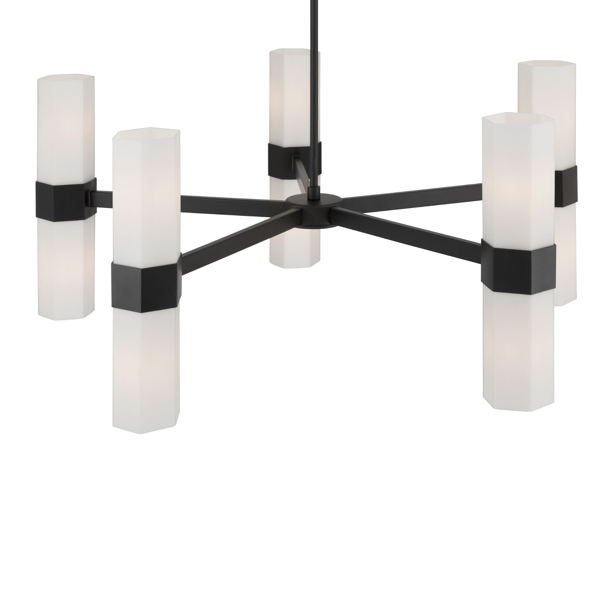 Minka-Lavery Delgada 36 in. 10-Light Chandelier, Dark Matte Black with Etched Opal Glass