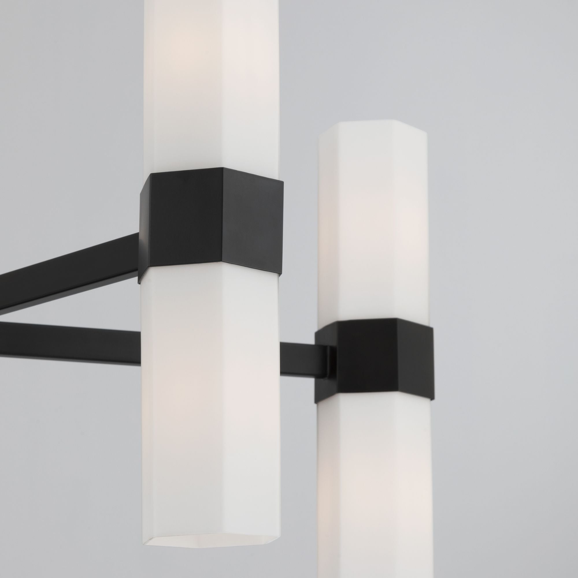 Minka-Lavery Delgada 36 in. 10-Light Chandelier, Dark Matte Black with Etched Opal Glass