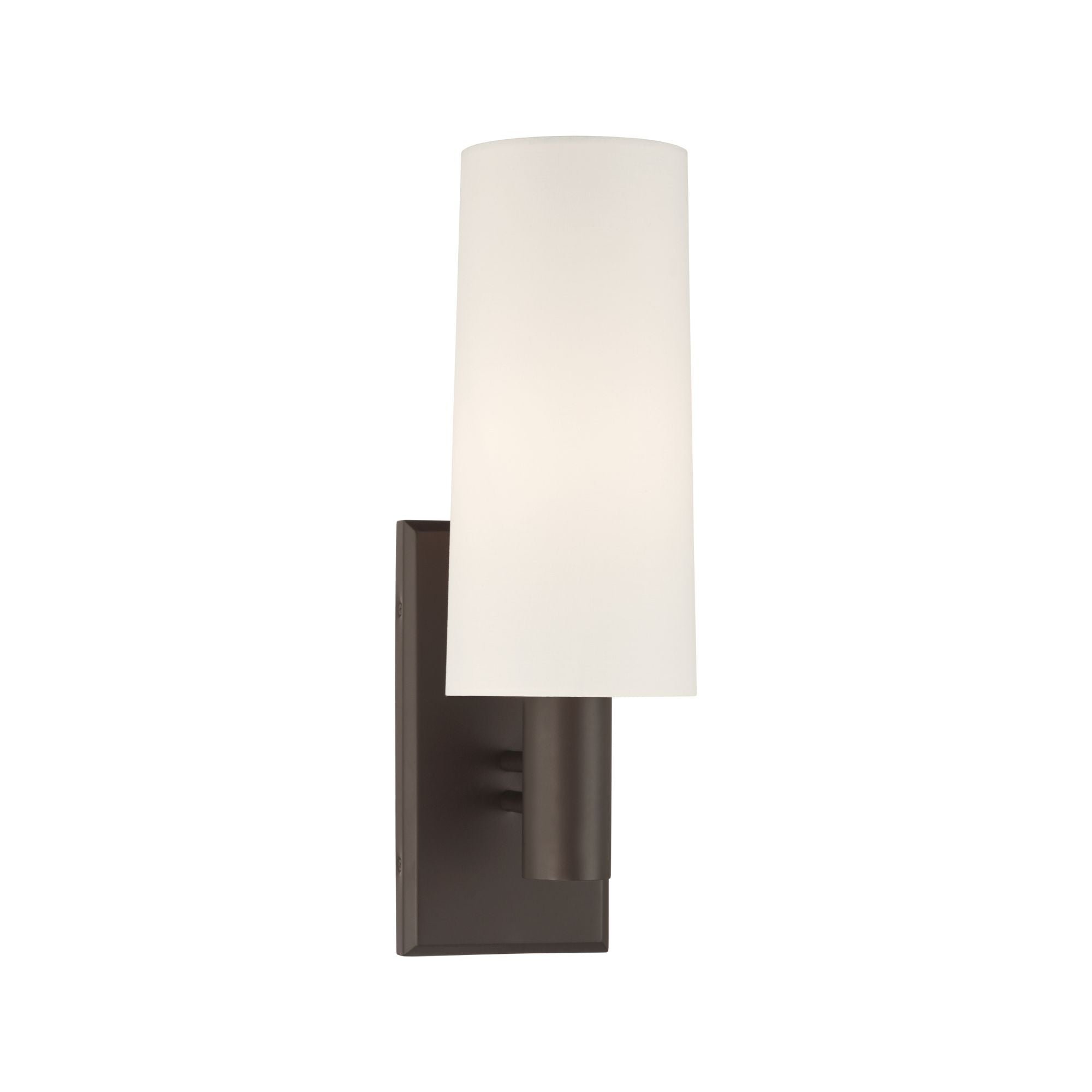 Minka-Lavery Draxen 18 in. Wall Sconce, Dark Bronze with White Linen Tapered Shade