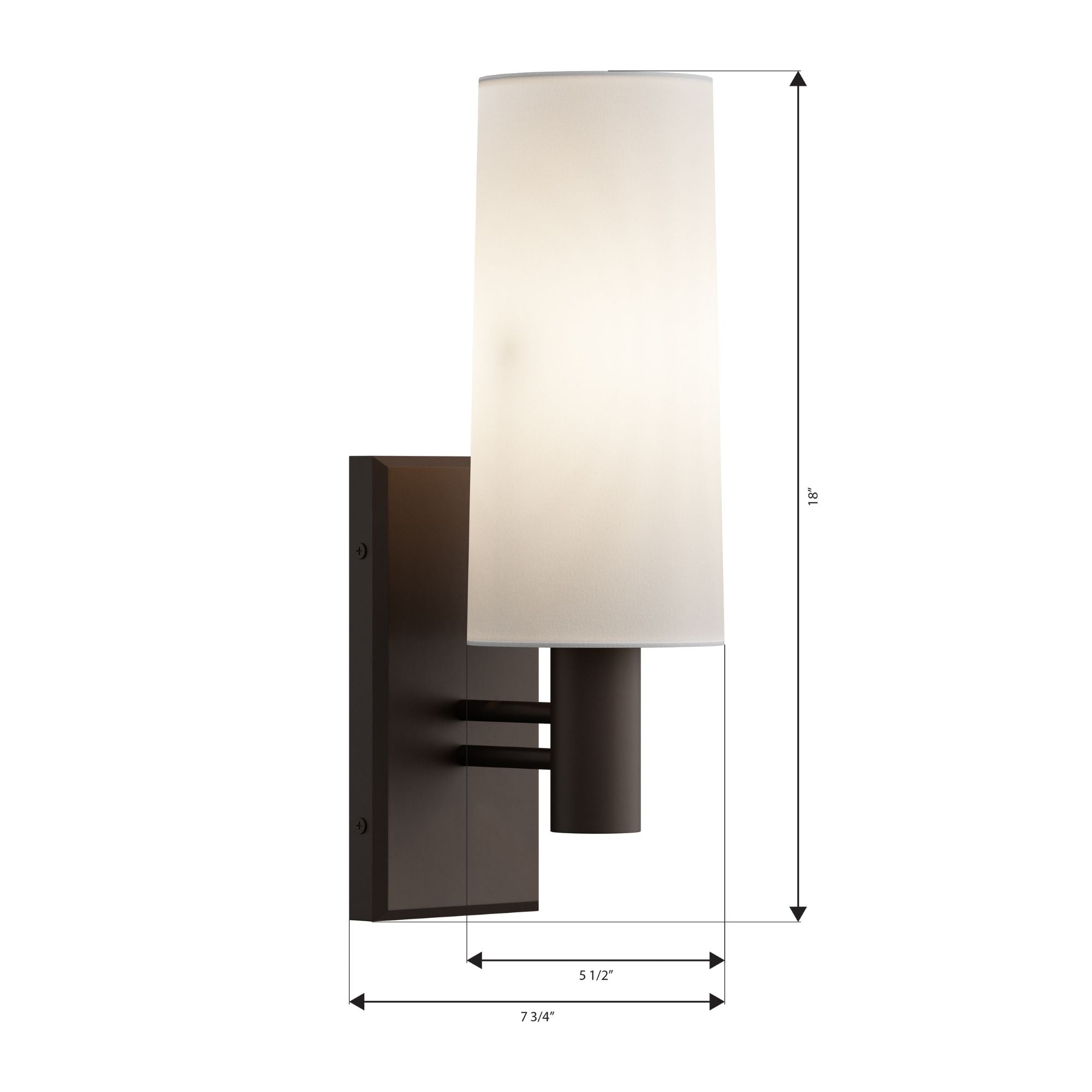 Minka-Lavery Draxen 18 in. Wall Sconce, Dark Bronze with White Linen Tapered Shade