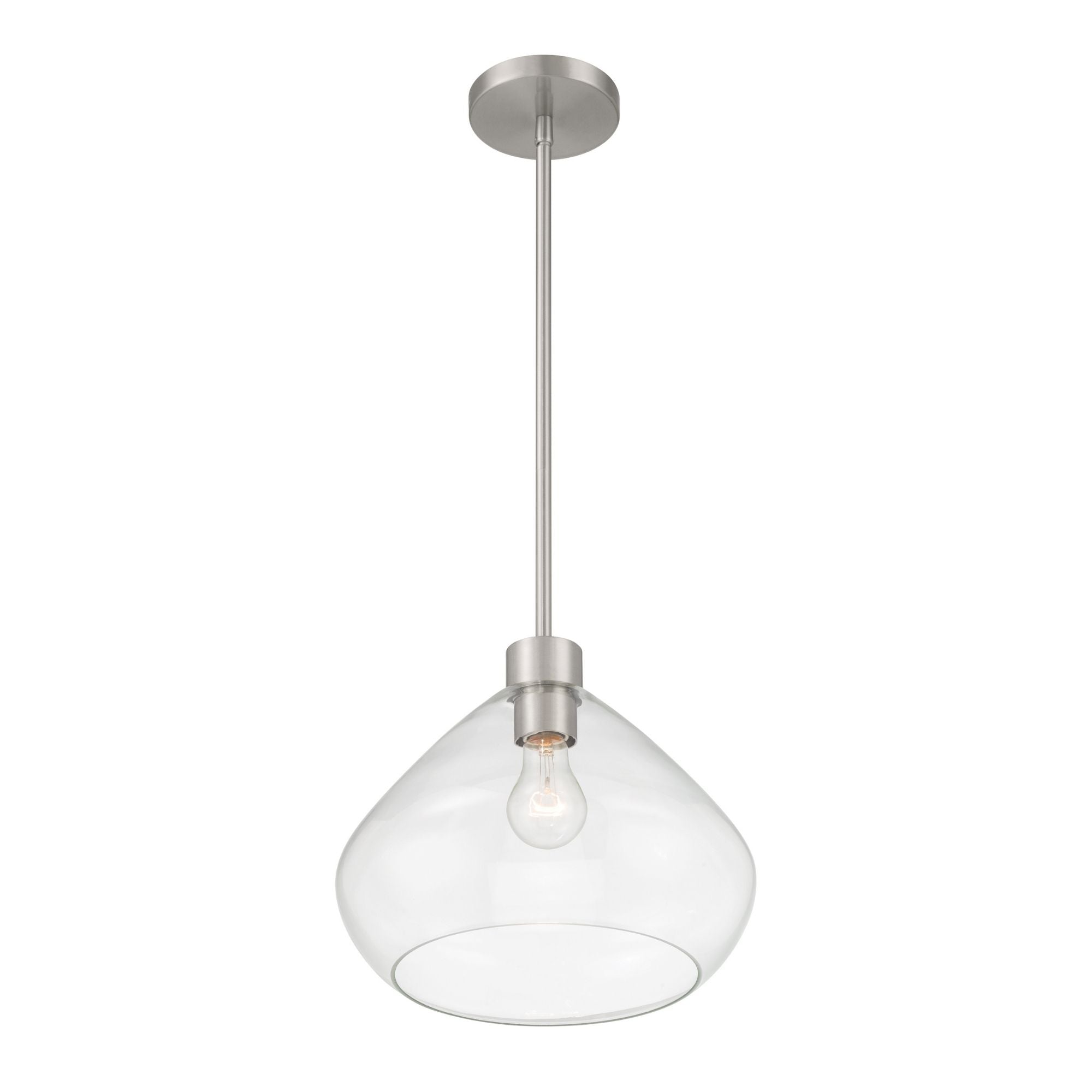 Minka-Lavery Elaris 12.5 in. Pendant Light, Brushed Nickel with Clear Tapered Glass