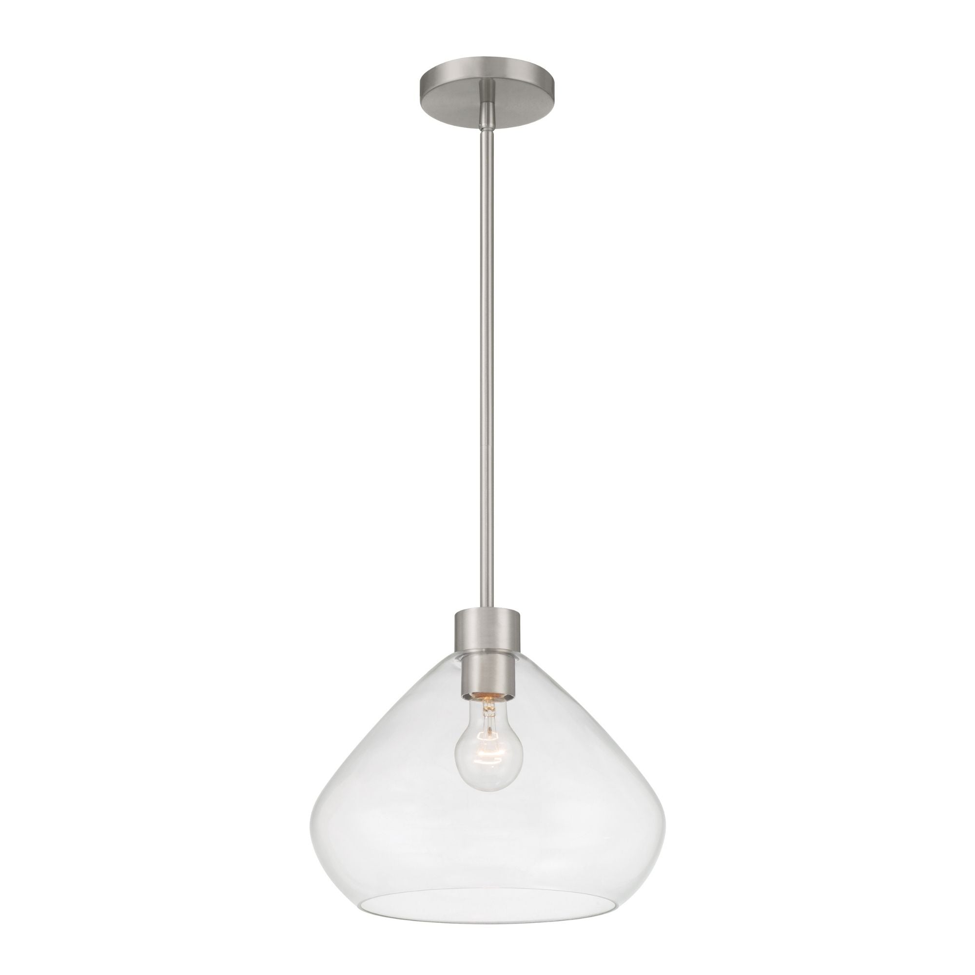 Minka-Lavery Elaris 12.5 in. Pendant Light, Brushed Nickel with Clear Tapered Glass