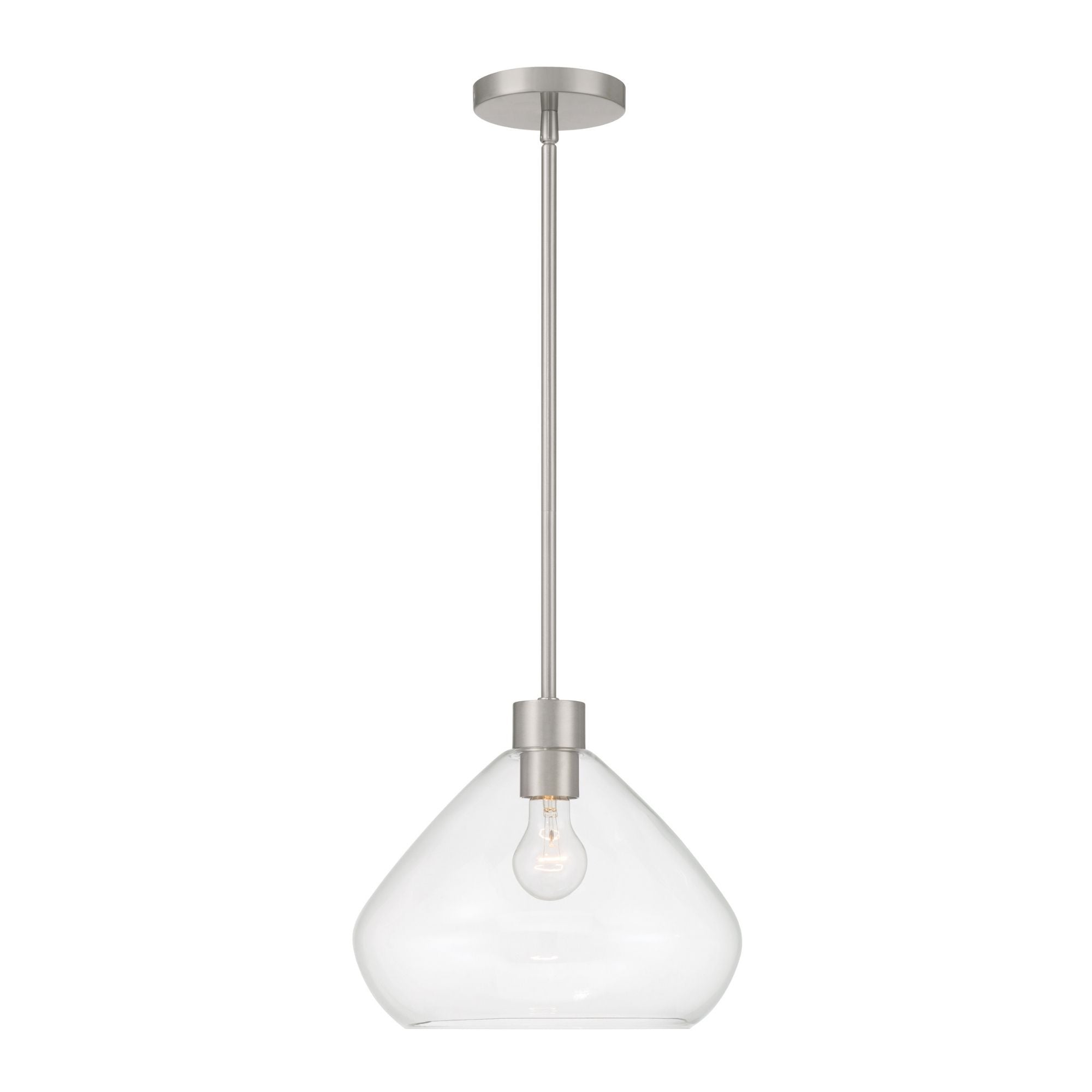 Minka-Lavery Elaris 12.5 in. Pendant Light, Brushed Nickel with Clear Tapered Glass