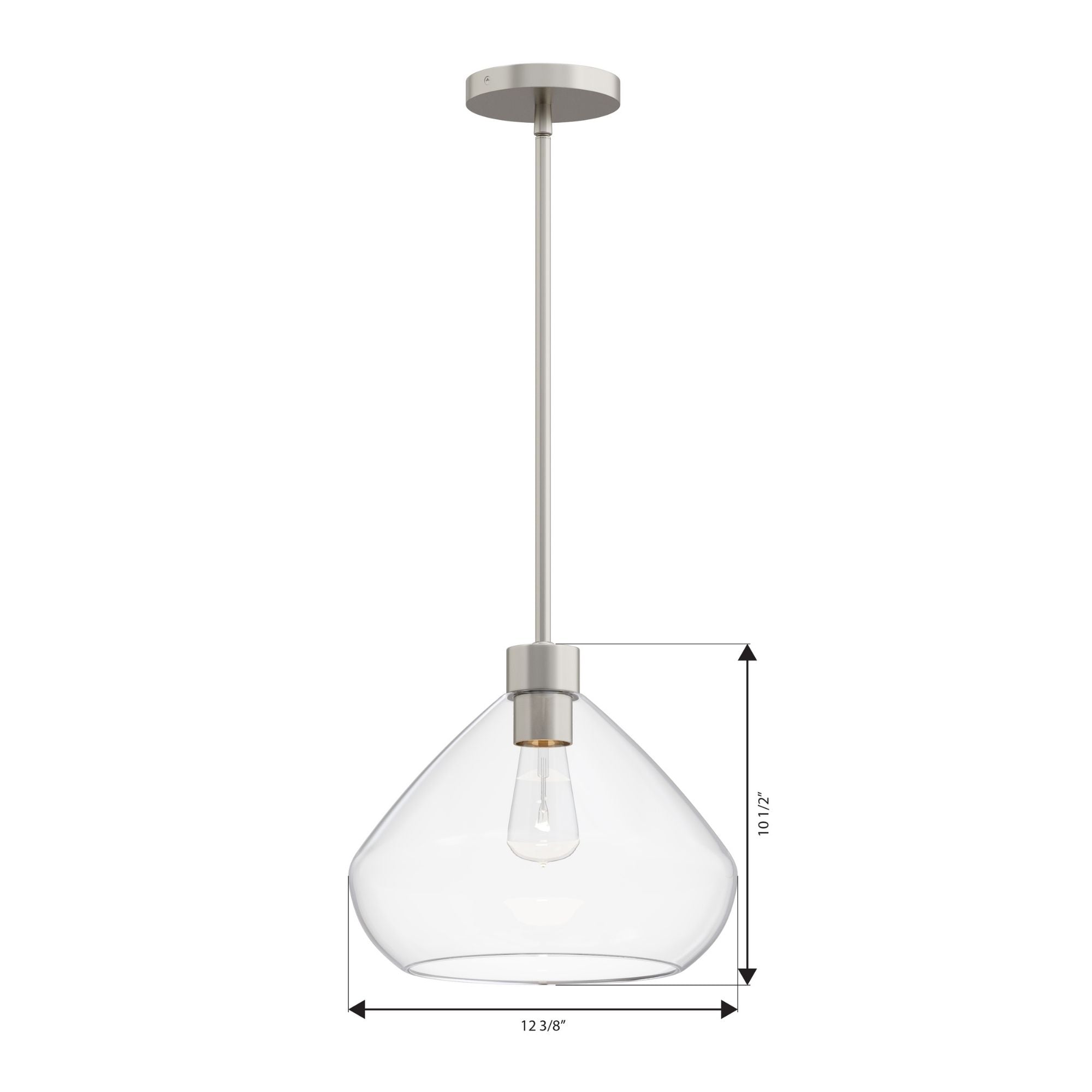 Minka-Lavery Elaris 12.5 in. Pendant Light, Brushed Nickel with Clear Tapered Glass