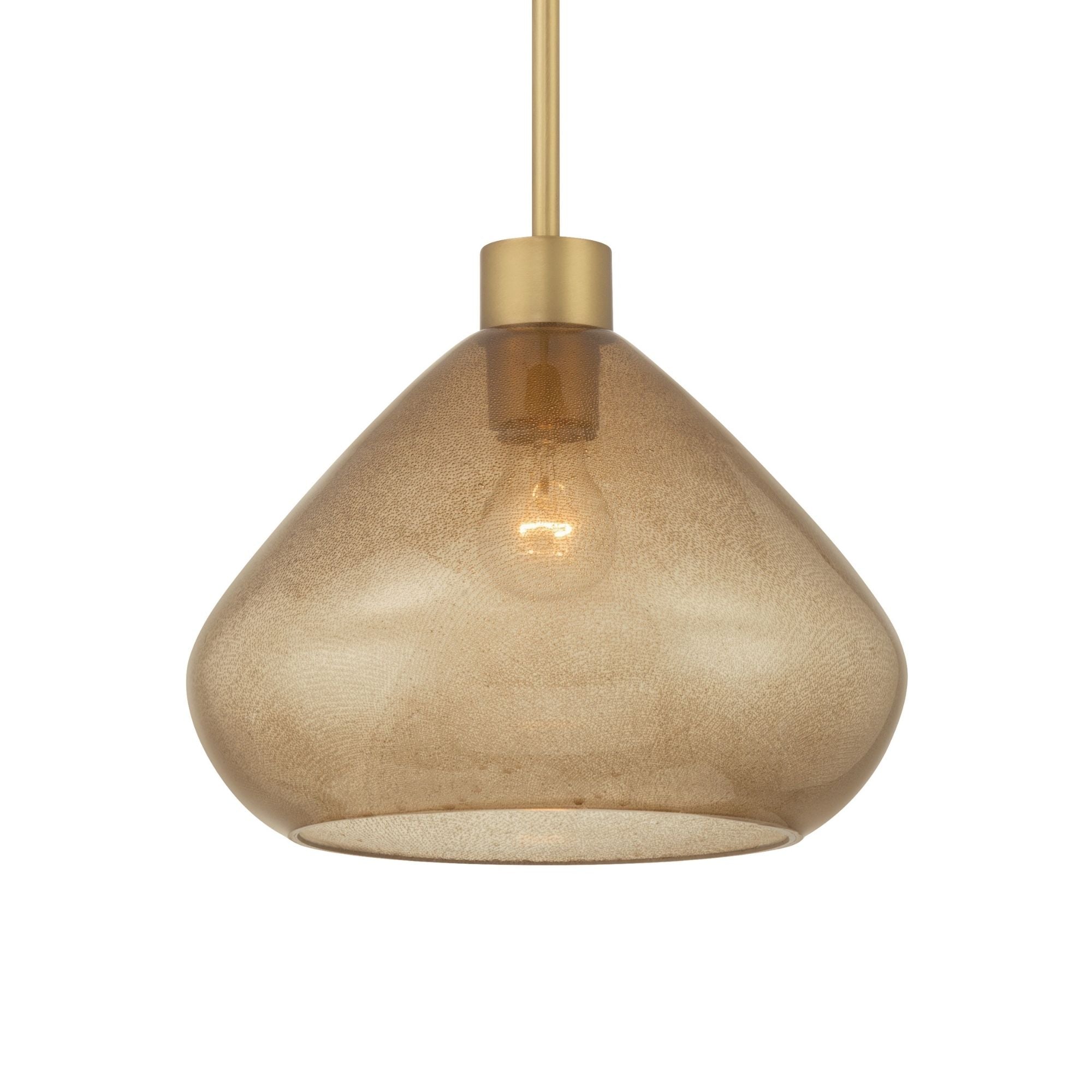 Minka-Lavery Elaris 12.5 in. Pendant Light, Legacy Brass with Brown Bubble Glass