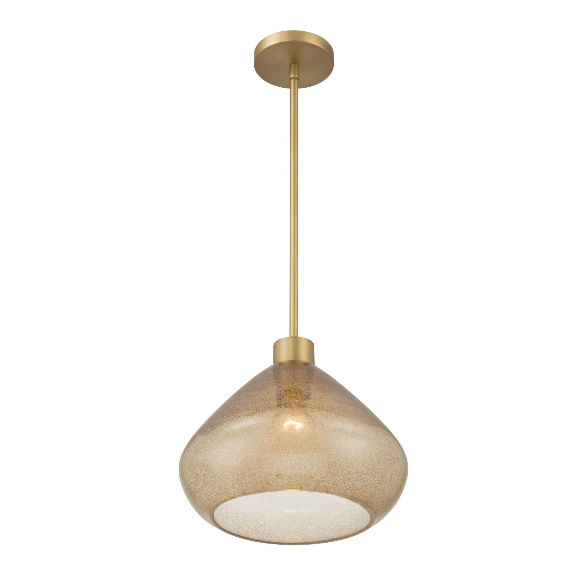 Minka-Lavery Elaris 12.5 in. Pendant Light, Legacy Brass with Brown Bubble Glass