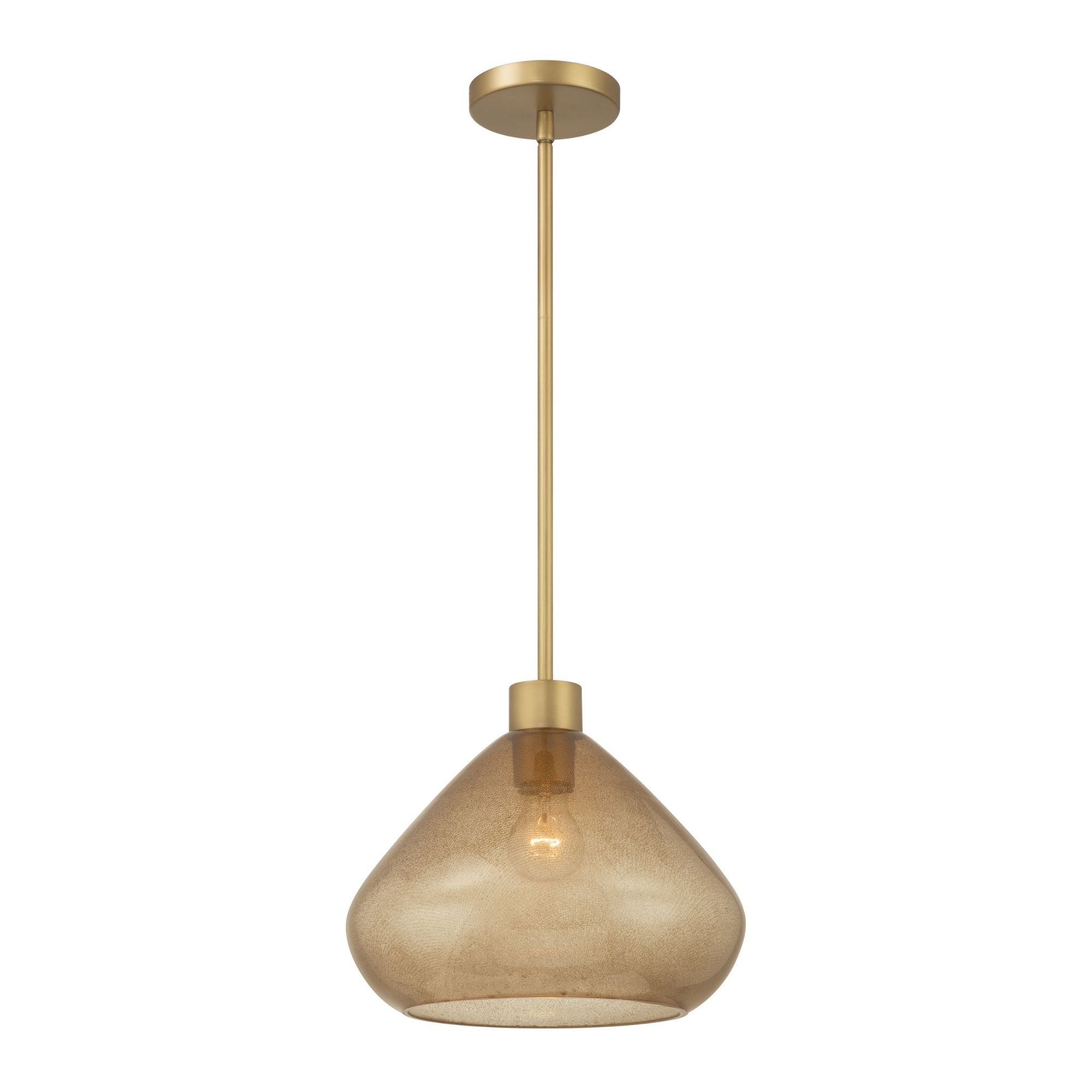 Minka-Lavery Elaris 12.5 in. Pendant Light, Legacy Brass with Brown Bubble Glass