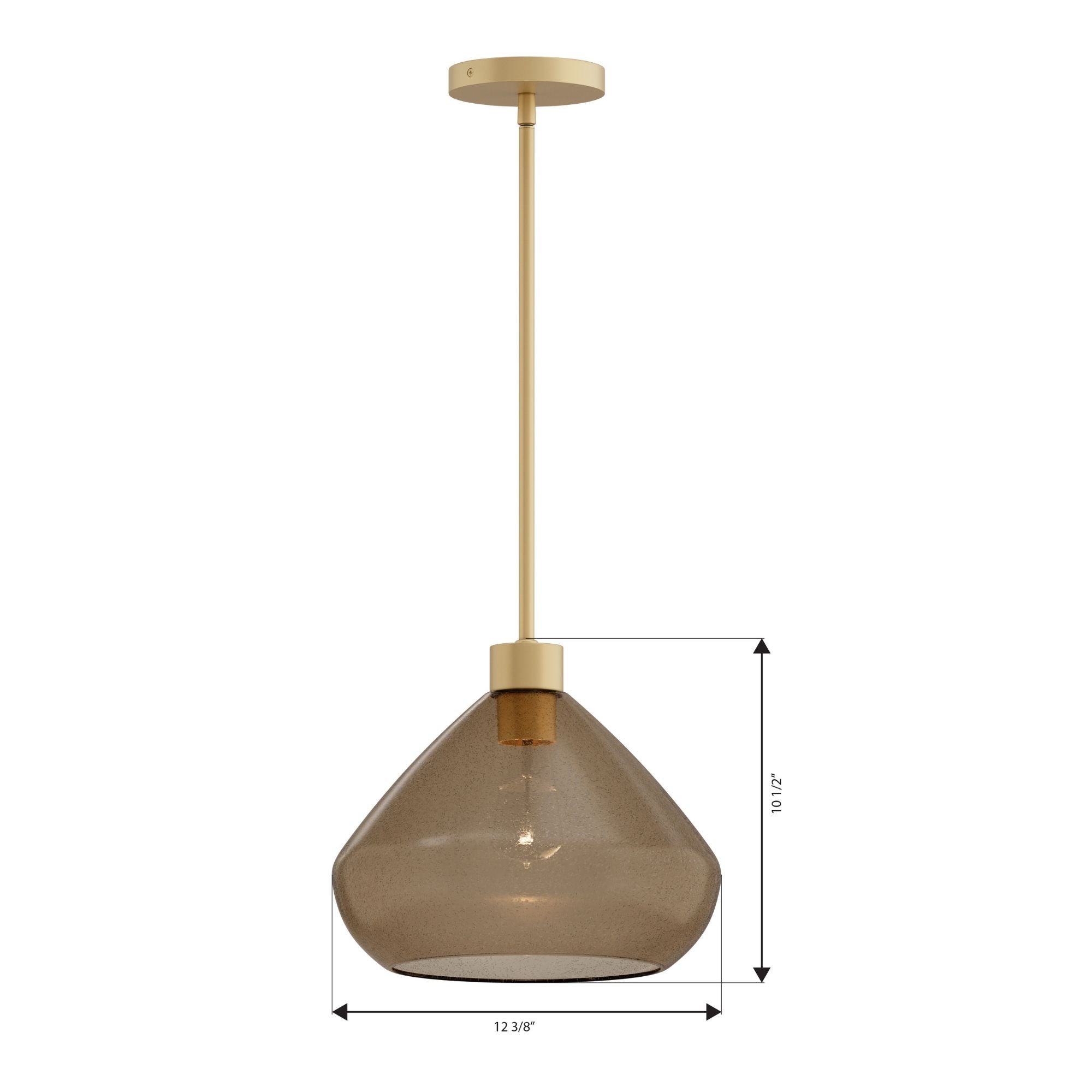 Minka-Lavery Elaris 12.5 in. Pendant Light, Legacy Brass with Brown Bubble Glass