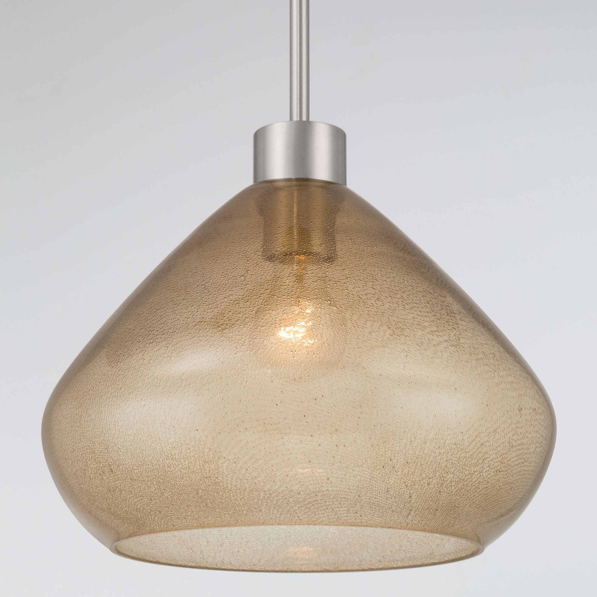 Minka-Lavery Elaris 12.5 in. Pendant Light, Brushed Nickel with Brown Bubble Glass