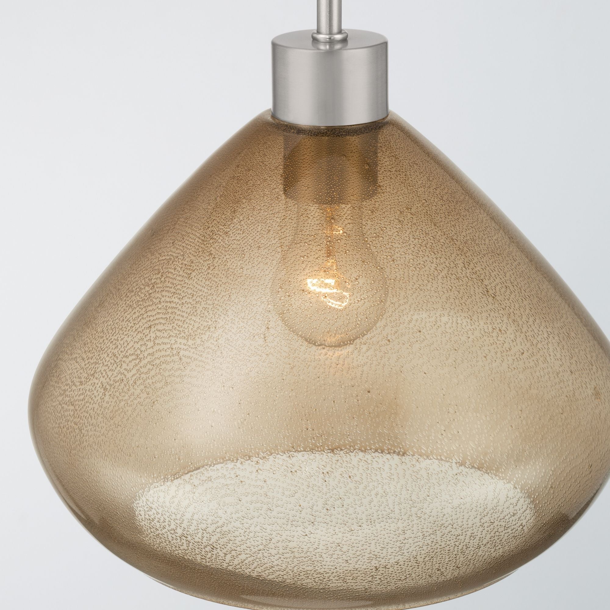 Minka-Lavery Elaris 12.5 in. Pendant Light, Brushed Nickel with Brown Bubble Glass