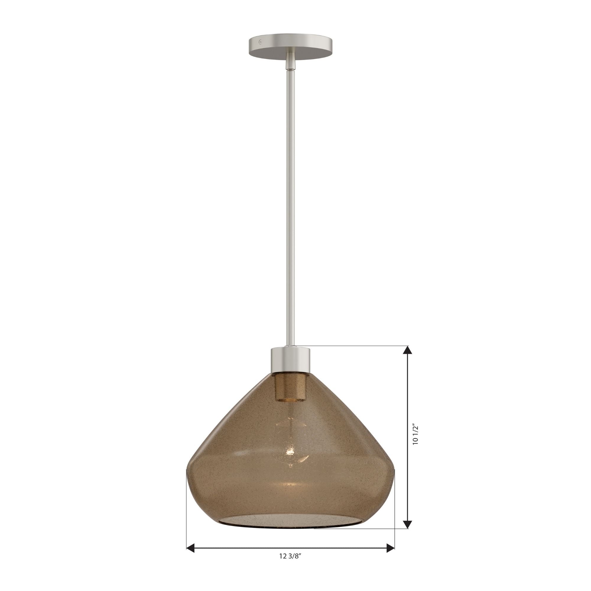 Minka-Lavery Elaris 12.5 in. Pendant Light, Brushed Nickel with Brown Bubble Glass