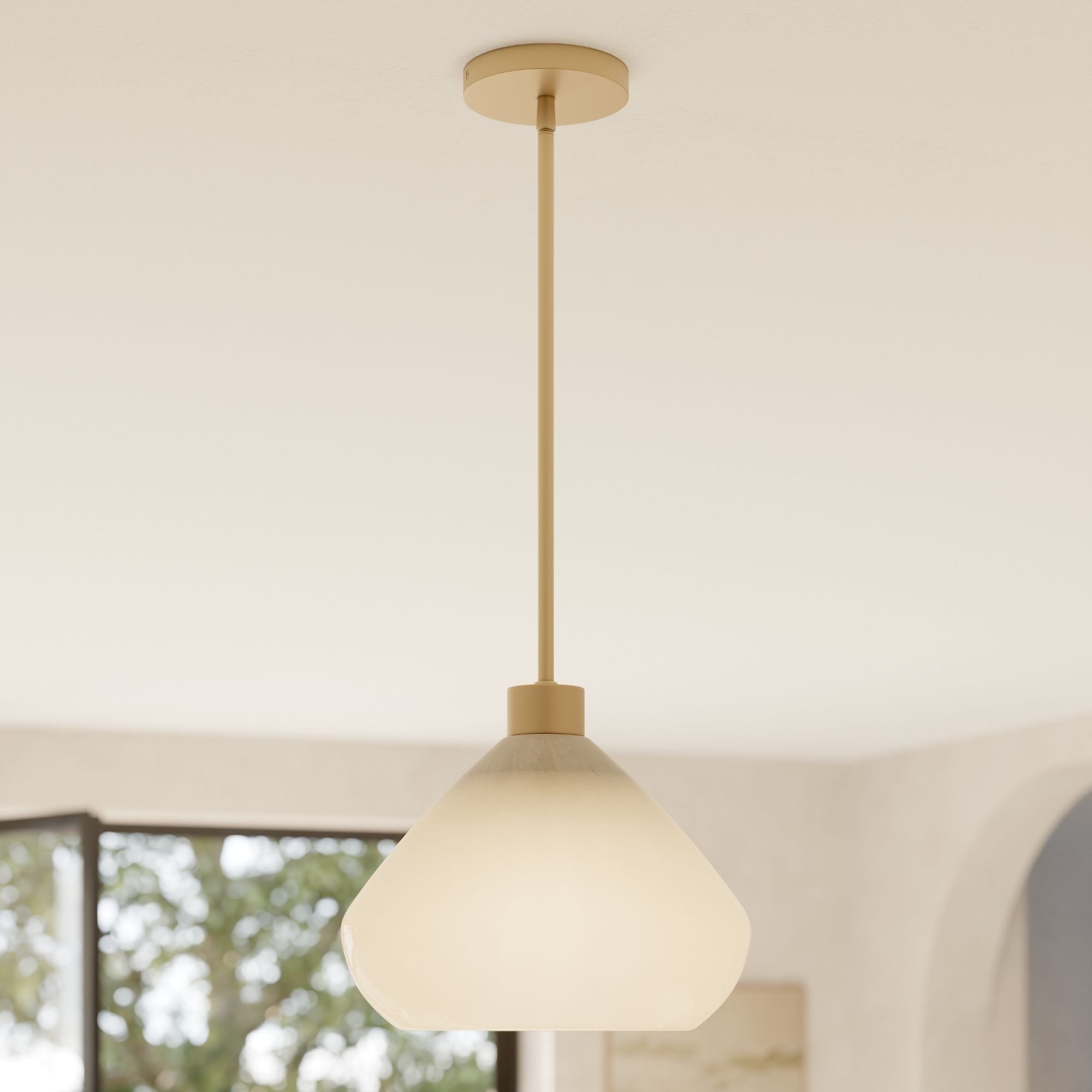 Minka-Lavery Elaris 12.5 in. Pendant Light, Legacy Brass with Green Ombre Tapered Glass
