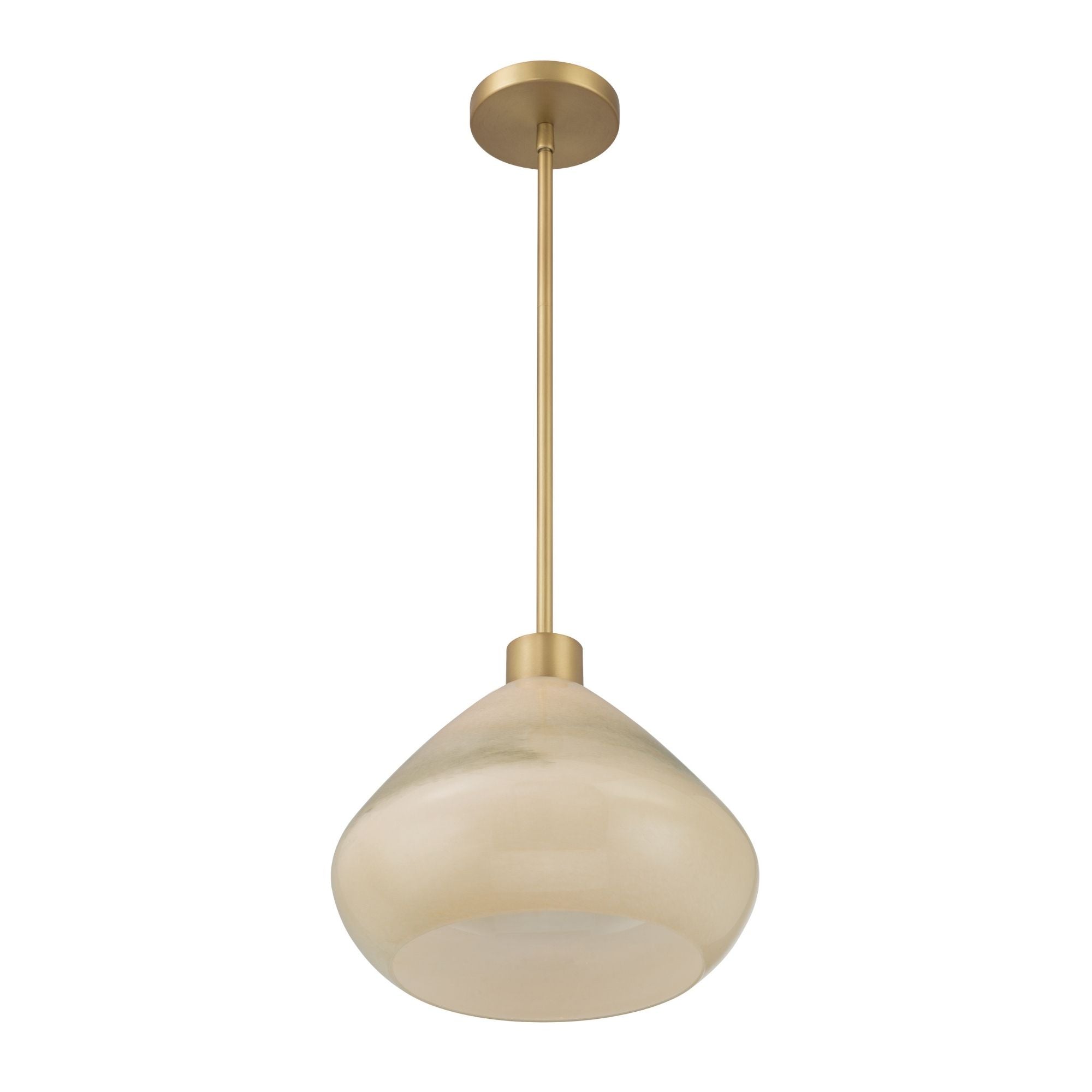Minka-Lavery Elaris 12.5 in. Pendant Light, Legacy Brass with Green Ombre Tapered Glass
