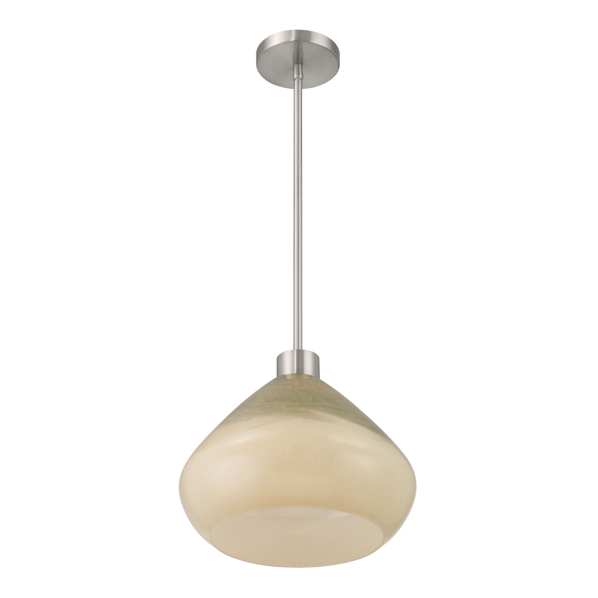 Minka-Lavery Elaris 12.5 in. Pendant Light, Brushed Nickel with Green Ombre Tapered Glass