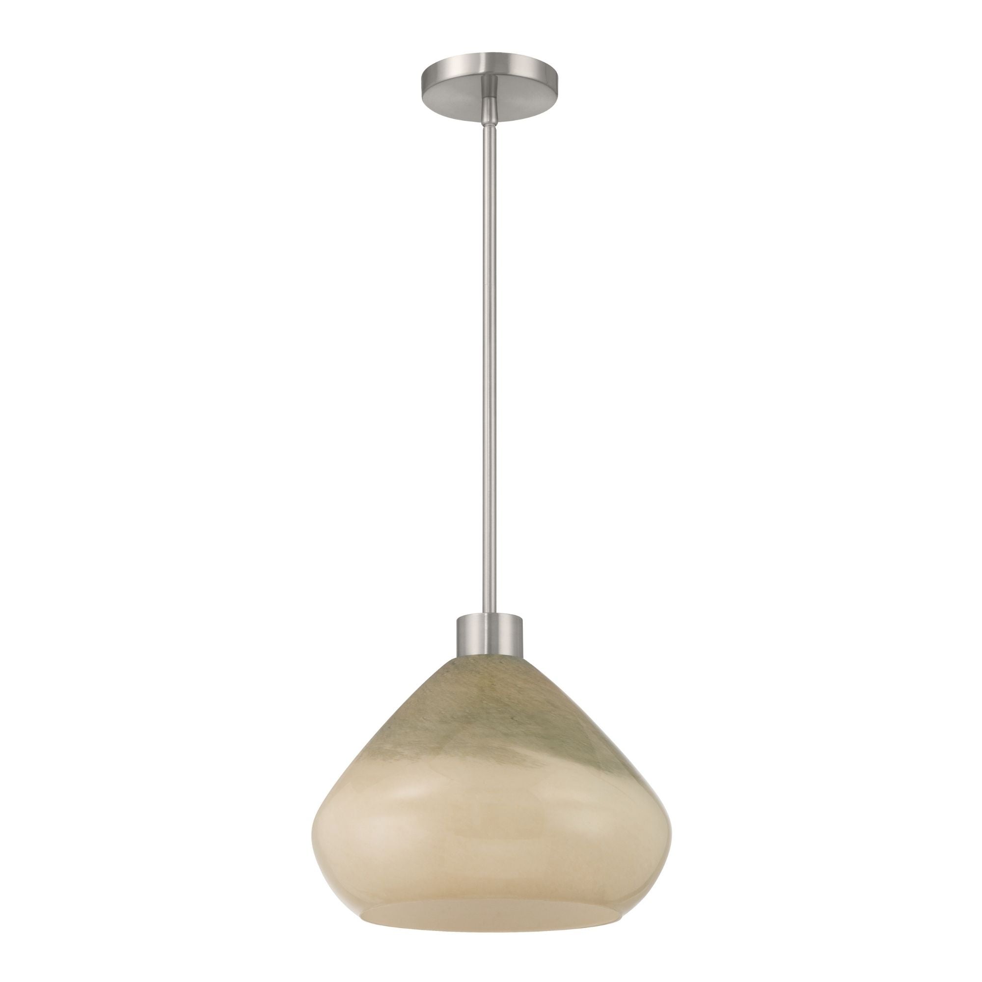 Minka-Lavery Elaris 12.5 in. Pendant Light, Brushed Nickel with Green Ombre Tapered Glass