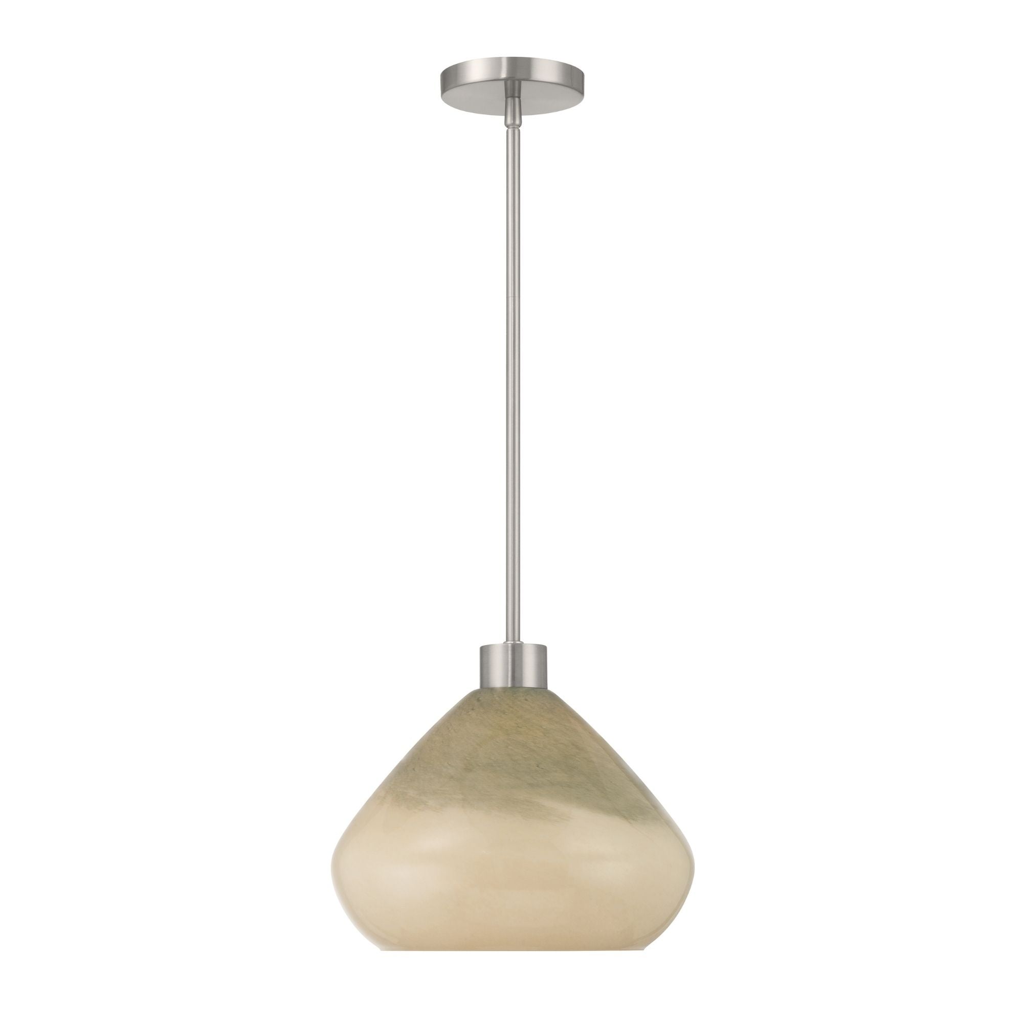 Minka-Lavery Elaris 12.5 in. Pendant Light, Brushed Nickel with Green Ombre Tapered Glass