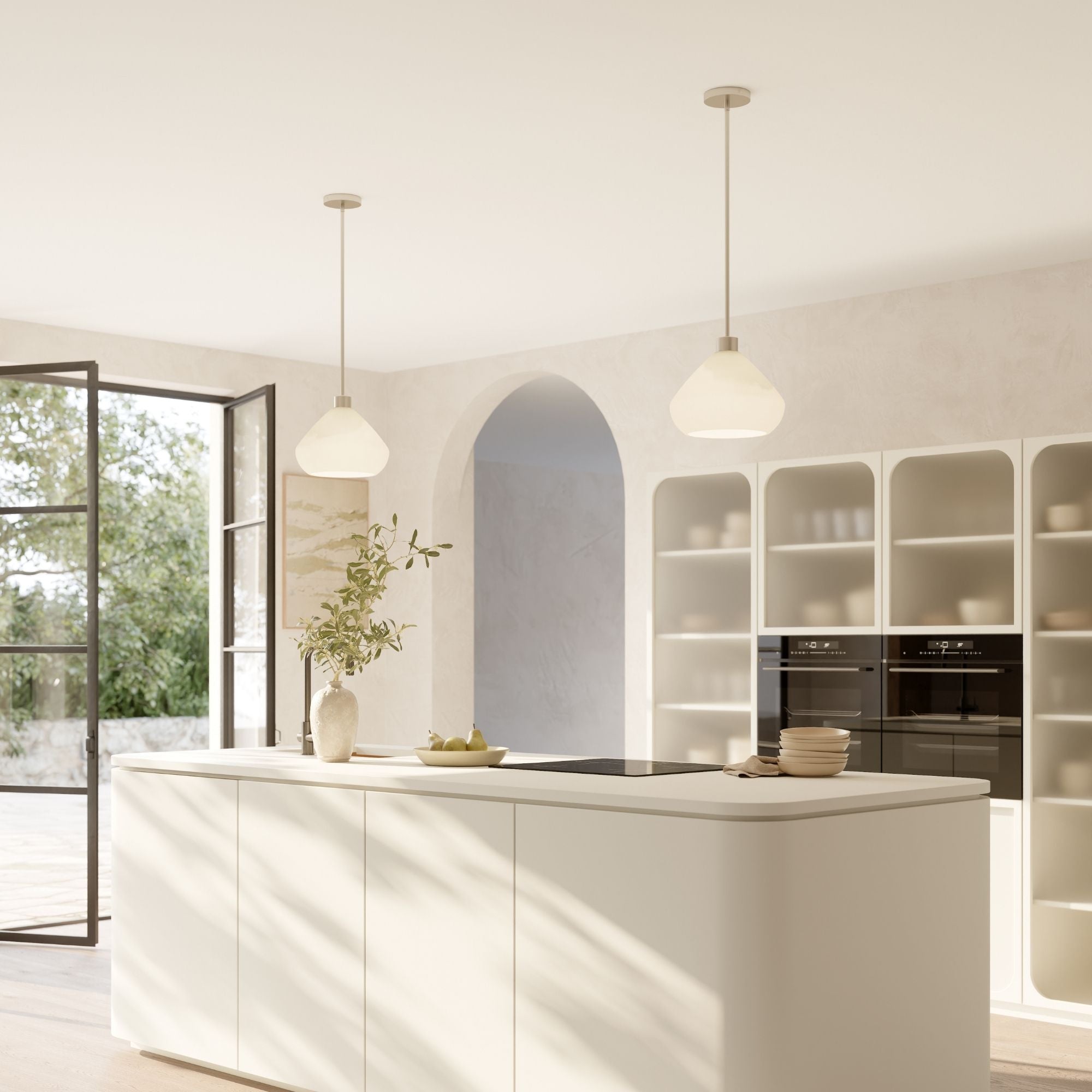 Minka-Lavery Elaris 12.5 in. Pendant Light, Brushed Nickel with Green Ombre Tapered Glass