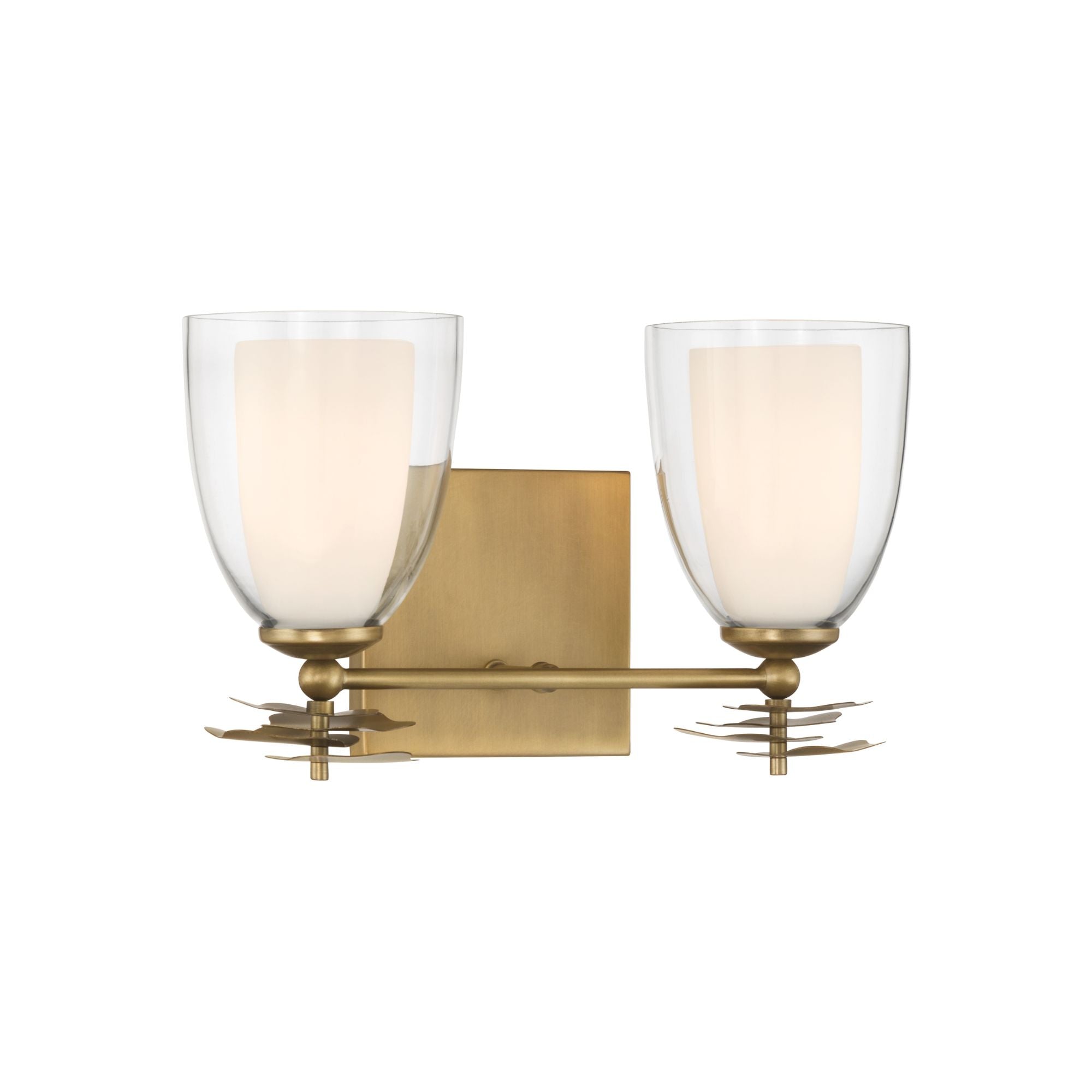 Minka-Lavery Elowen 13.25 in. 2-Light Vanity, Legacy Brass with Clear and Opal White Tapered Glass