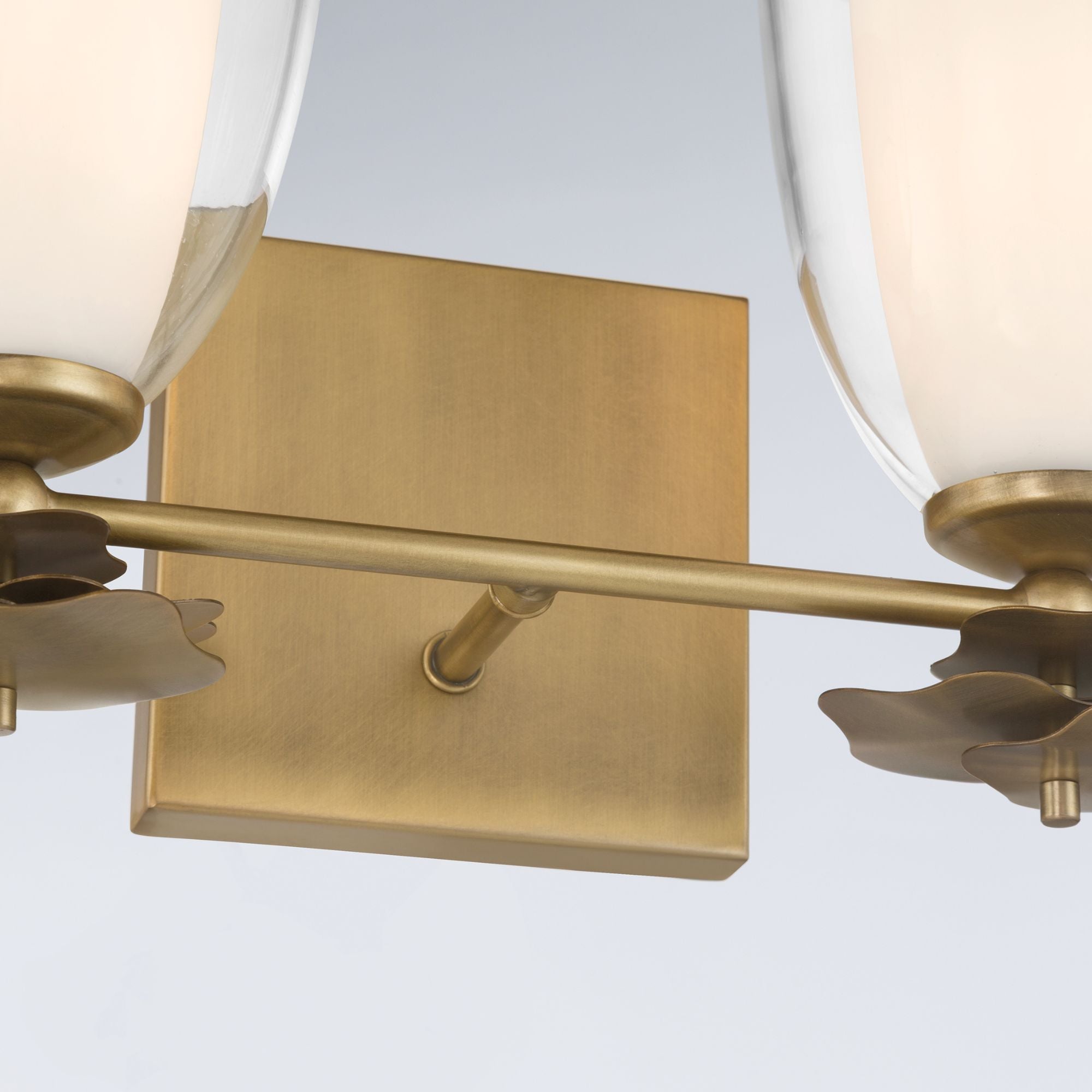 Minka-Lavery Elowen 13.25 in. 2-Light Vanity, Legacy Brass with Clear and Opal White Tapered Glass