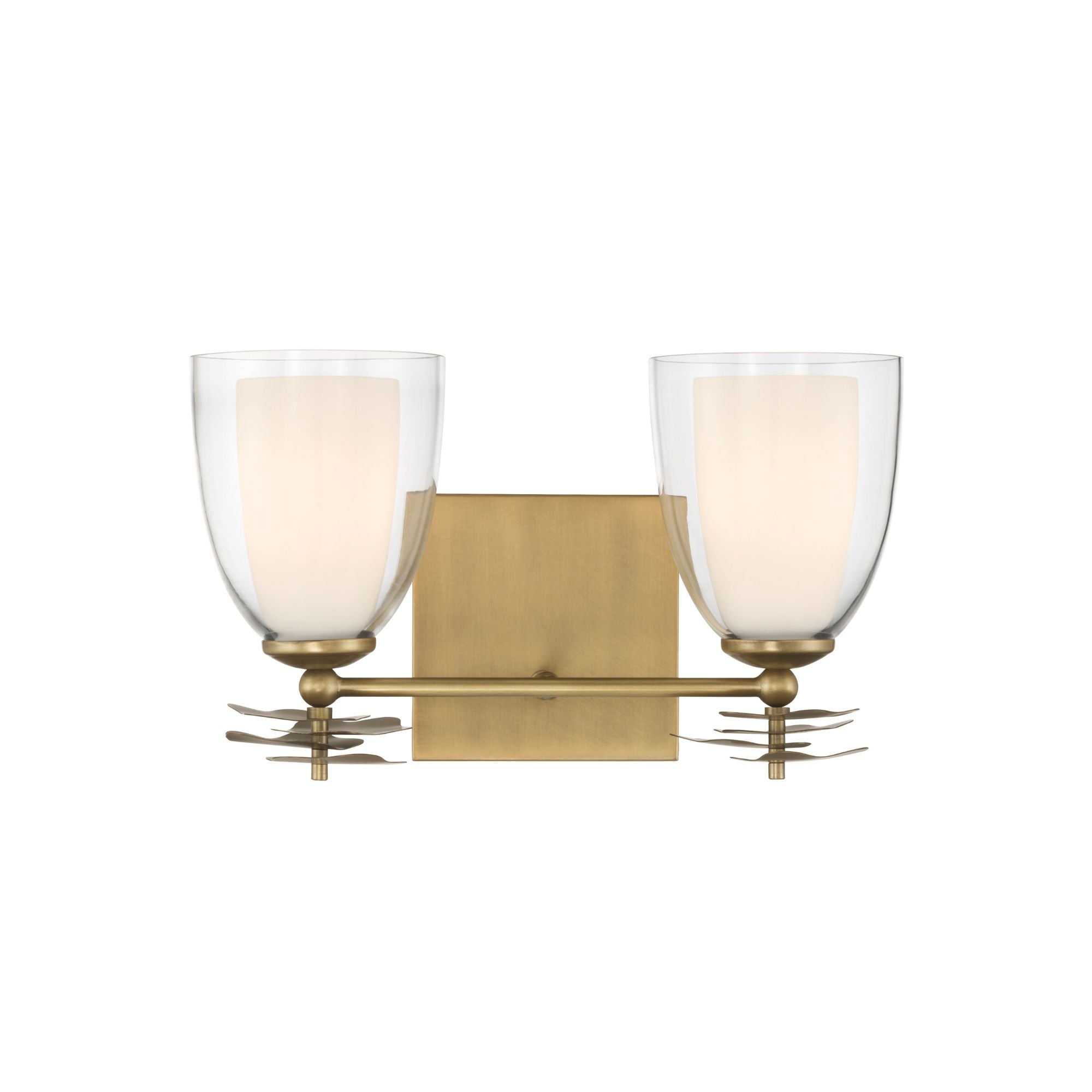Minka-Lavery Elowen 13.25 in. 2-Light Vanity, Legacy Brass with Clear and Opal White Tapered Glass