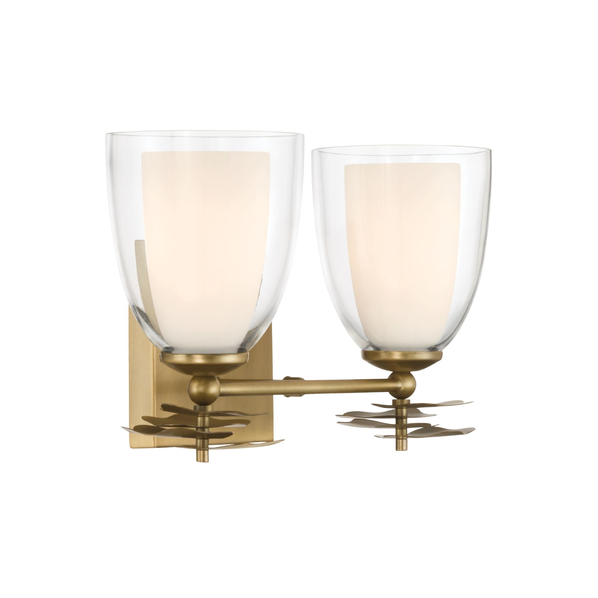 Minka-Lavery Elowen 13.25 in. 2-Light Vanity, Legacy Brass with Clear and Opal White Tapered Glass
