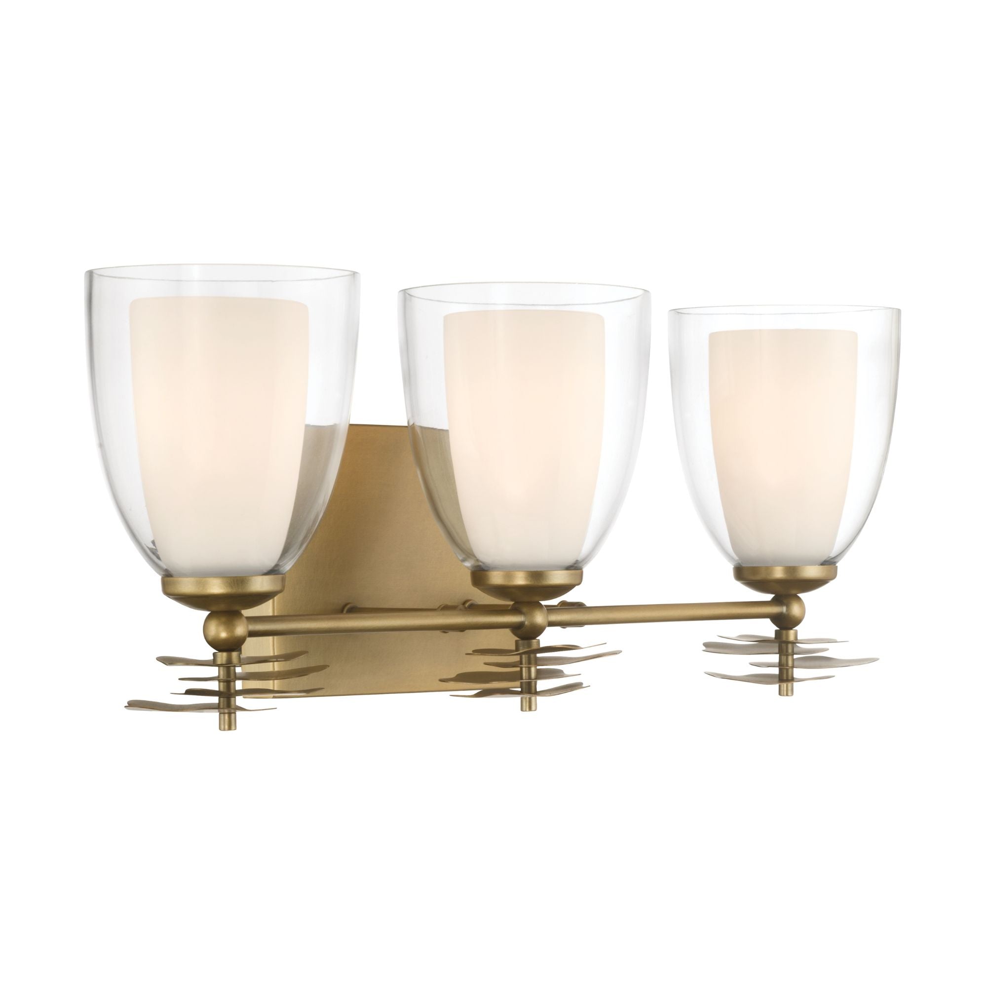 Minka-Lavery Elowen 21.75 in. 3-Light Vanity, Legacy Brass with Clear and Opal White Tapered Glass