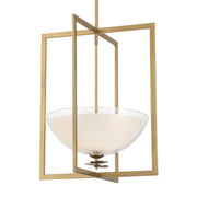 Minka-Lavery Elowen 18 in. 3-Light Pendant, Legacy Brass with Clear and Opal White Glass