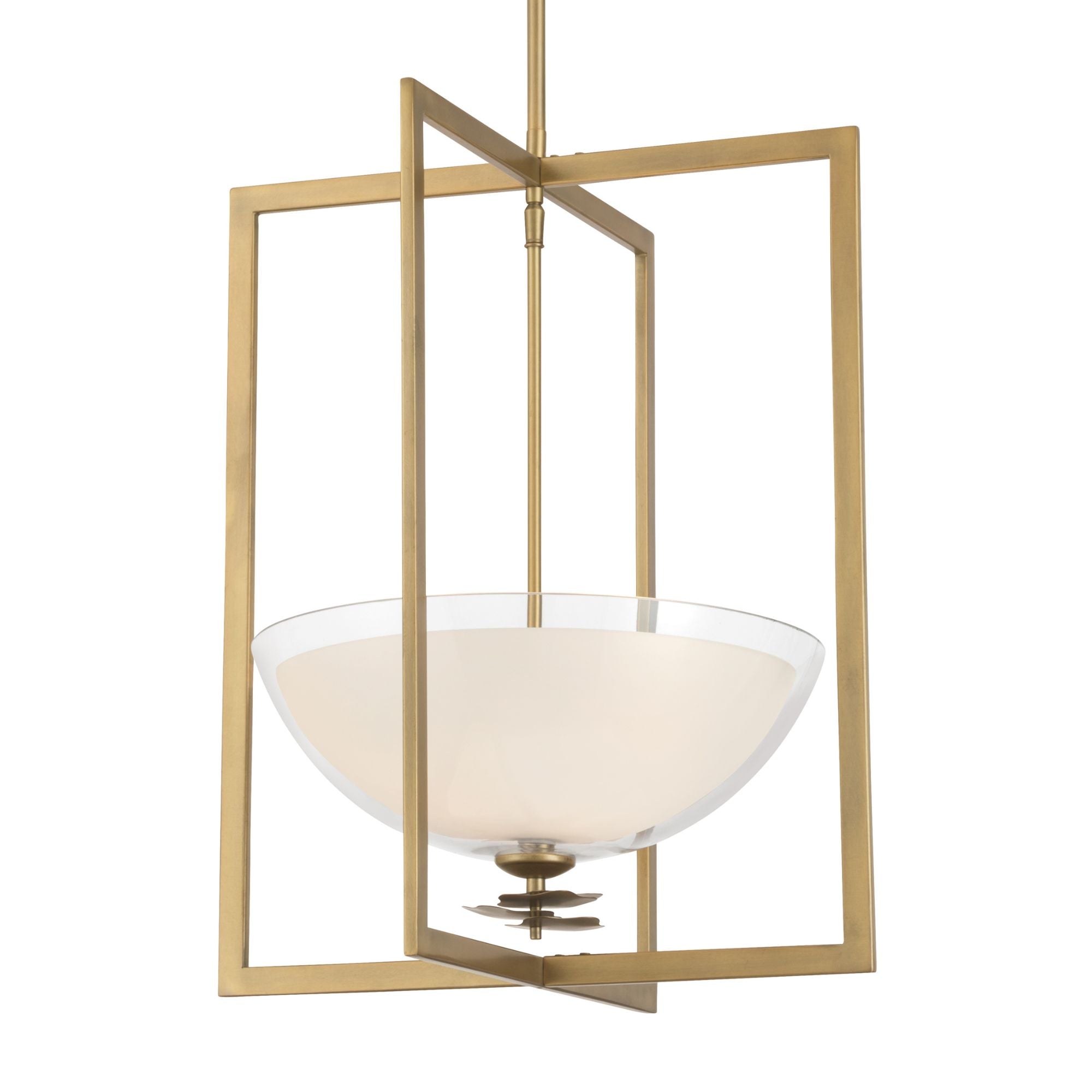 Minka-Lavery Elowen 18 in. 3-Light Pendant, Legacy Brass with Clear and Opal White Glass