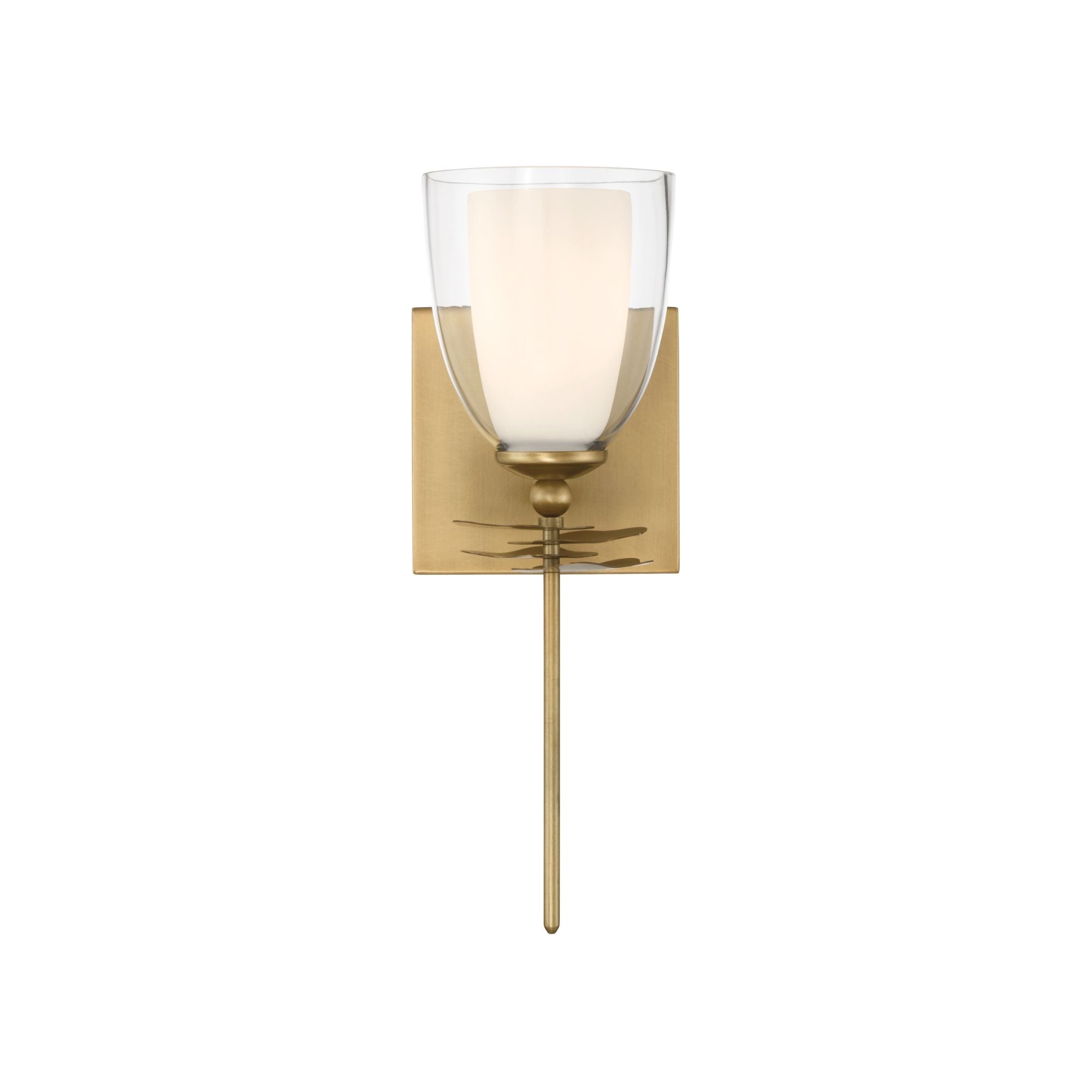 Minka-Lavery Elowen 14.25 in. Wall Sconce, Legacy Brass with Clear and Opal White Tapered Glass