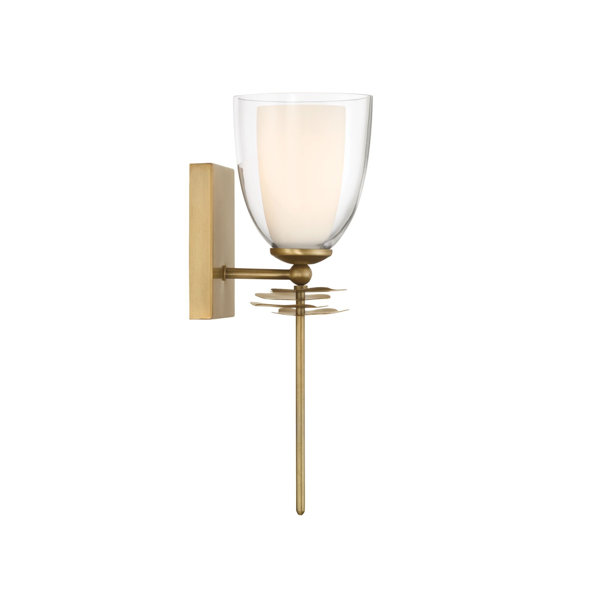 Minka-Lavery Elowen 14.25 in. Wall Sconce, Legacy Brass with Clear and Opal White Tapered Glass