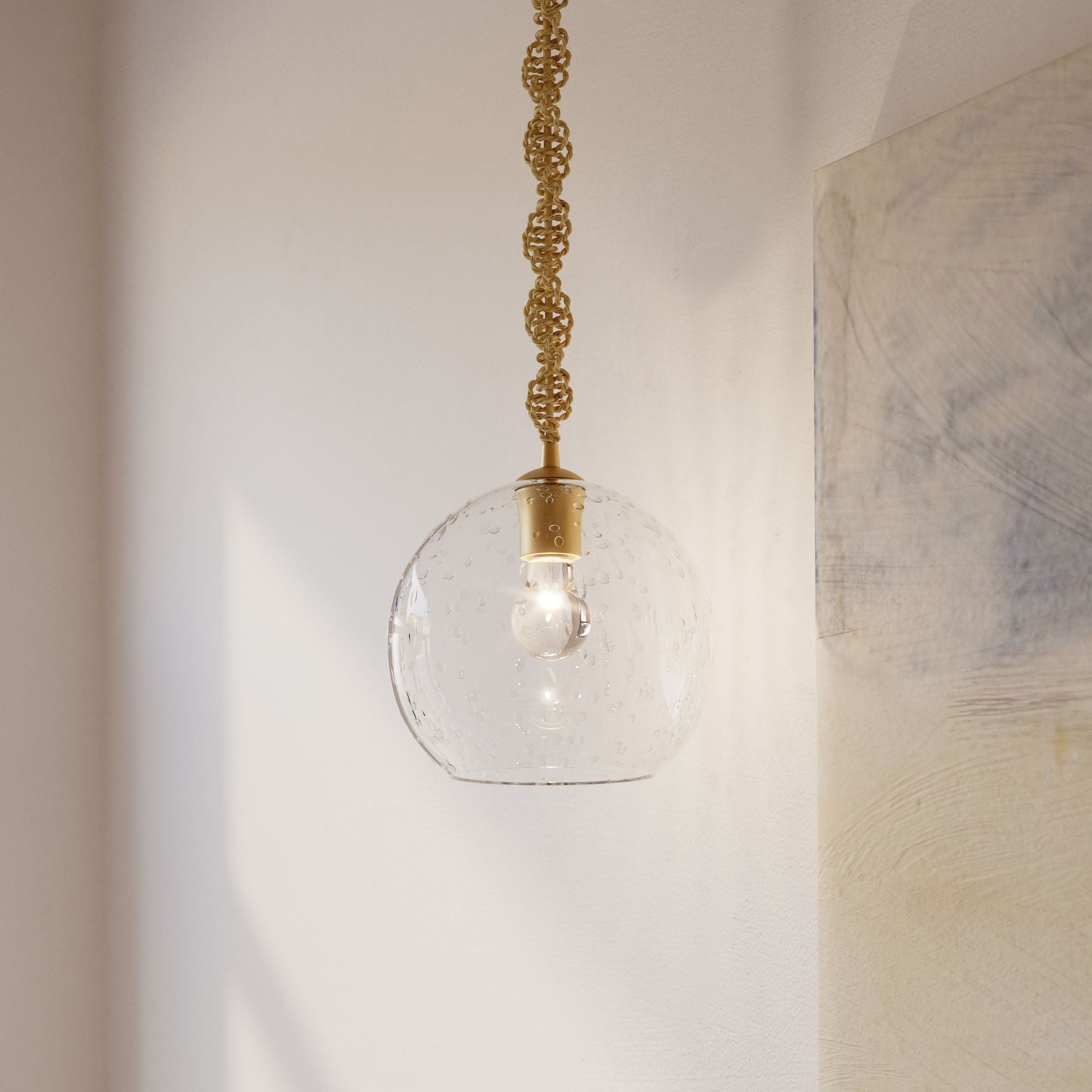 Minka-Lavery Elyric 9.75 in. Mini Pendant, Legacy Brass with Clear Seeded Glass Globe