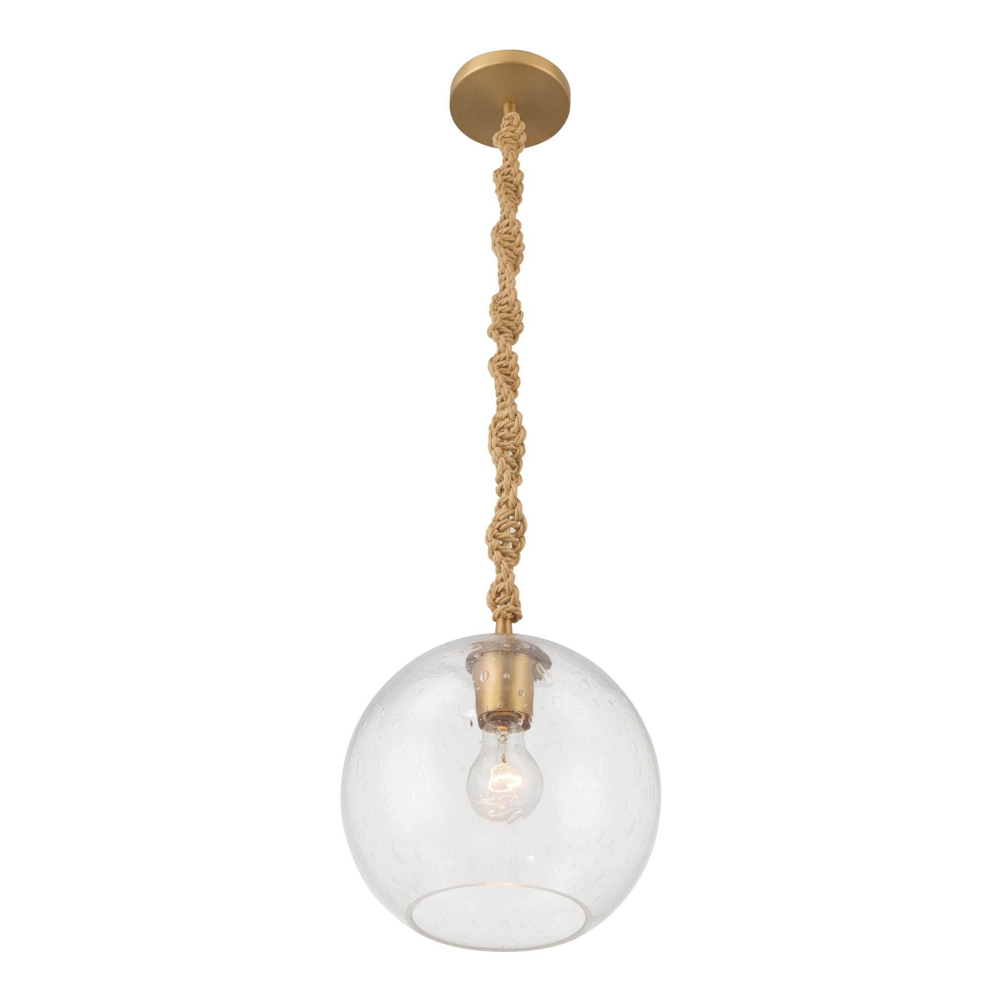Minka-Lavery Elyric 9.75 in. Mini Pendant, Legacy Brass with Clear Seeded Glass Globe