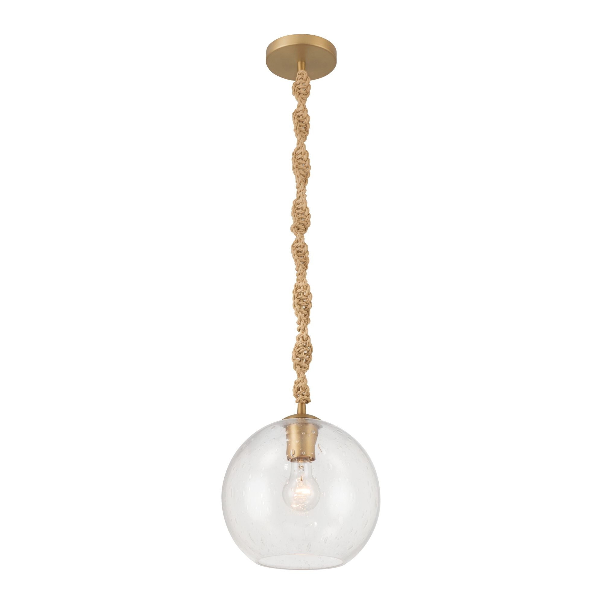Minka-Lavery Elyric 9.75 in. Mini Pendant, Legacy Brass with Clear Seeded Glass Globe