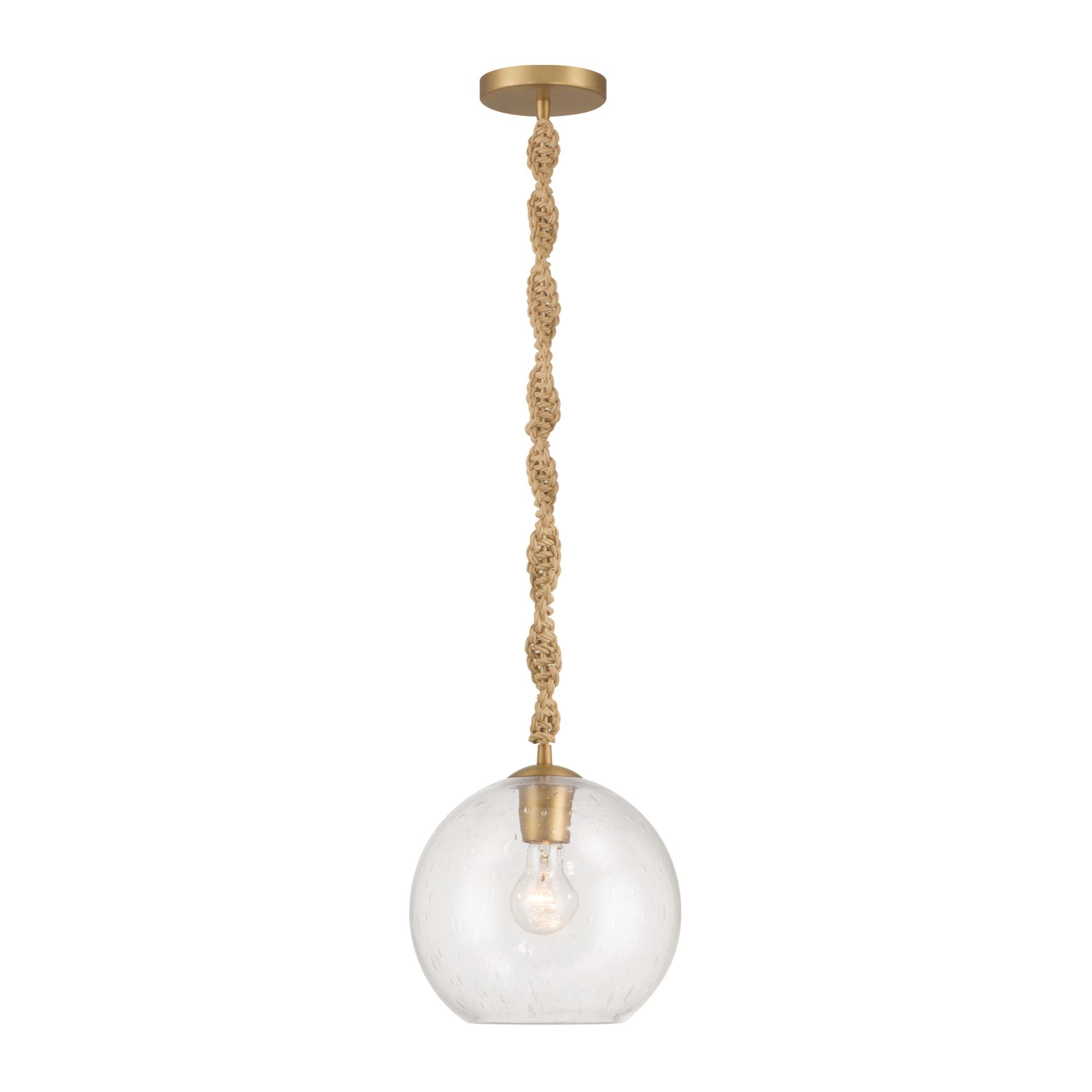 Minka-Lavery Elyric 9.75 in. Mini Pendant, Legacy Brass with Clear Seeded Glass Globe