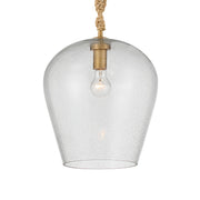 Minka-Lavery Elyric 15 in. 1-Light Pendant, Legacy Brass with Clear Seeded Glass