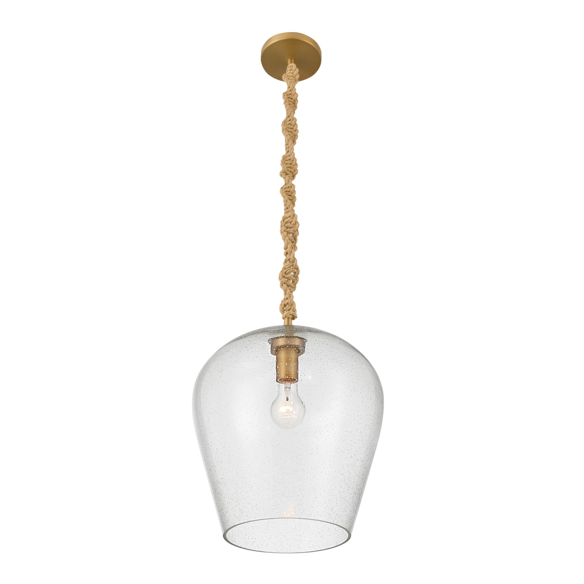 Minka-Lavery Elyric 15 in. 1-Light Pendant, Legacy Brass with Clear Seeded Glass